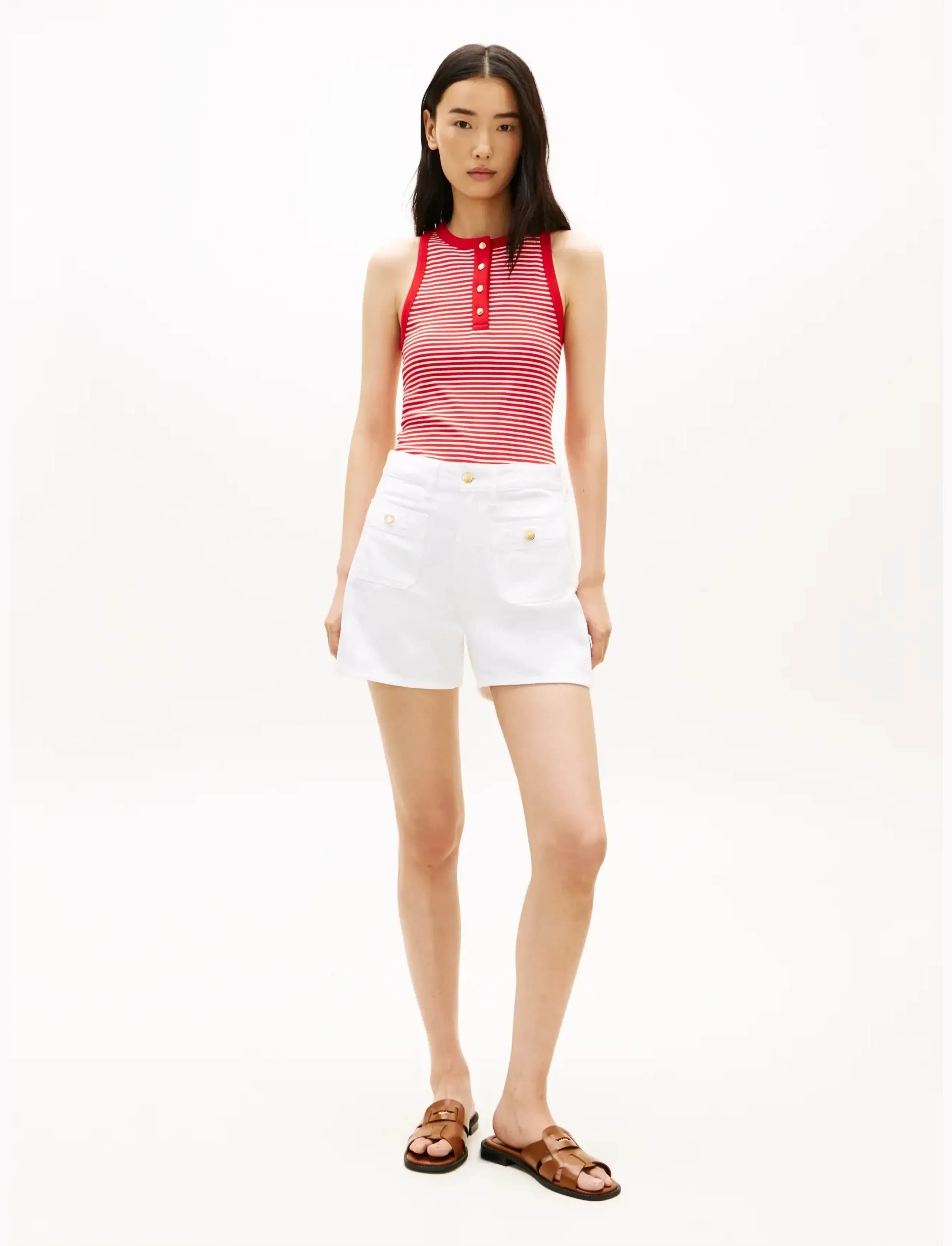 Tommy Hilfiger - GOLD BUTTON HENLEY TOP - Ärmellose tops - small brt stp fireworks   calico - 3