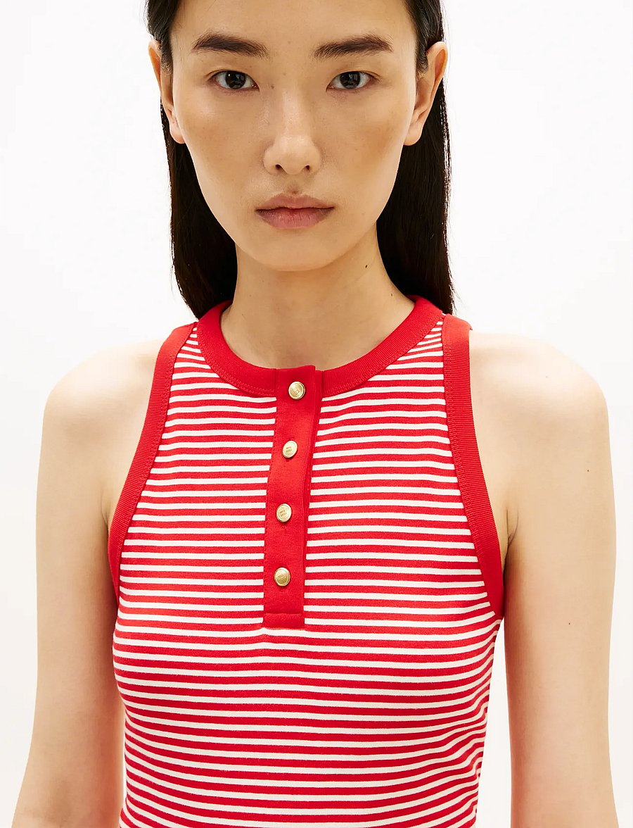 Tommy Hilfiger - GOLD BUTTON HENLEY TOP - Ärmellose tops - small brt stp fireworks calico - 4