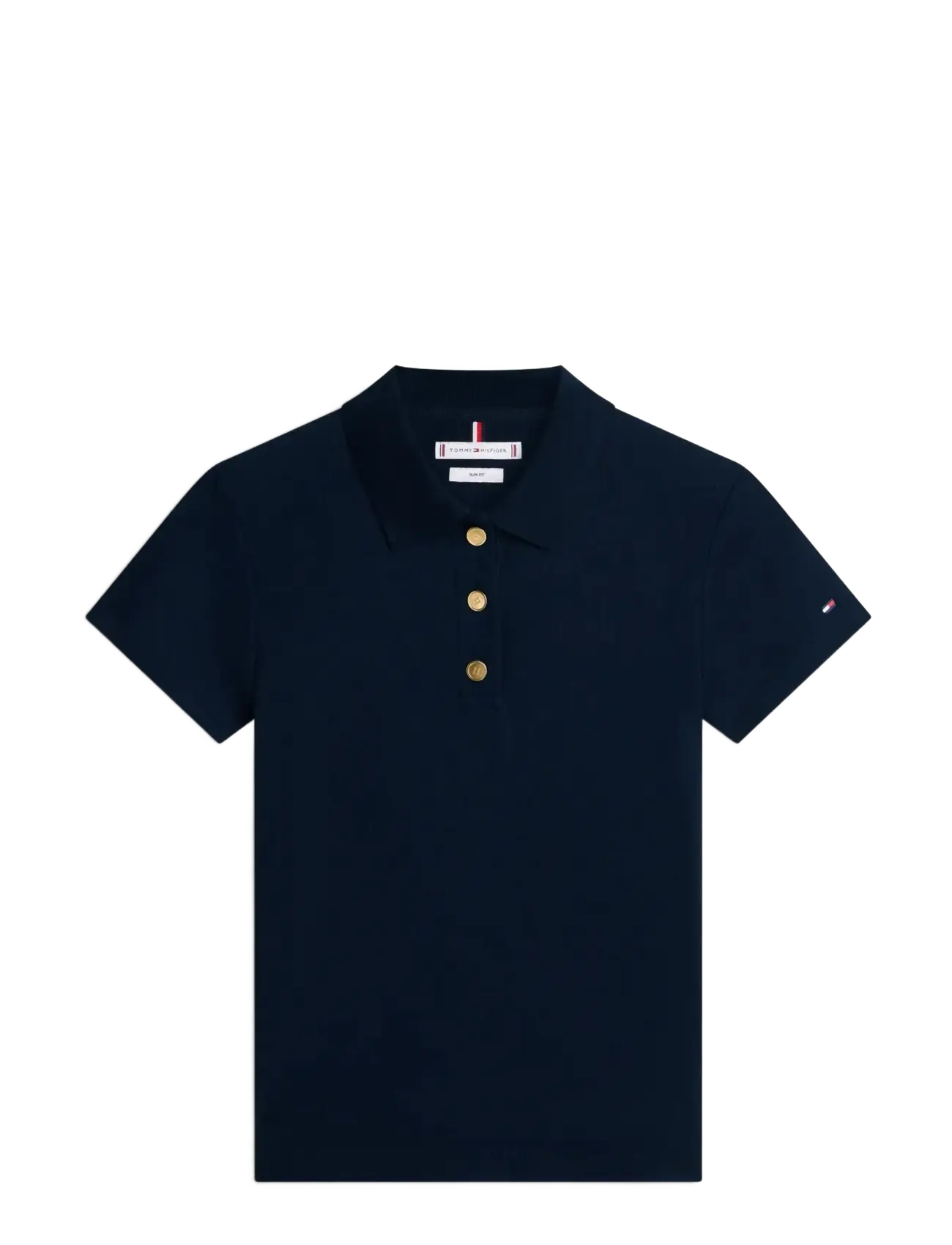 Tommy Hilfiger GOLD BUTTON SLIM SS POLO - Tommy Hilfiger - DARK NIGHT NAVY / navy