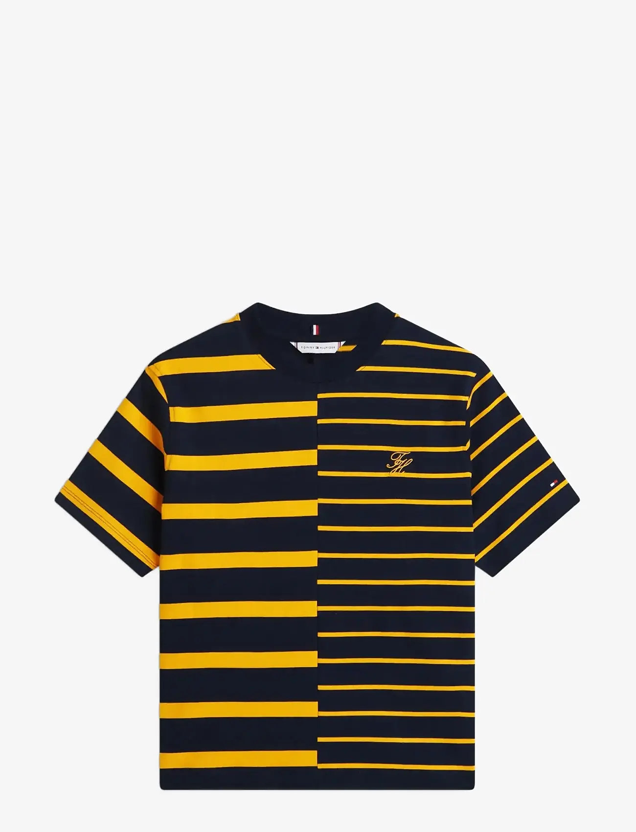 Tommy Hilfiger - TH STRIPE MIX MDRN SS TEE - t-särgid - big brt stp navy   orange flash - 1