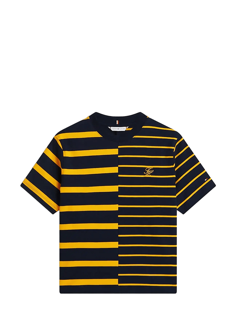 Tommy Hilfiger - TH STRIPE MIX MDRN SS TEE - t-särgid - big brt stp navy orange flash - 1
