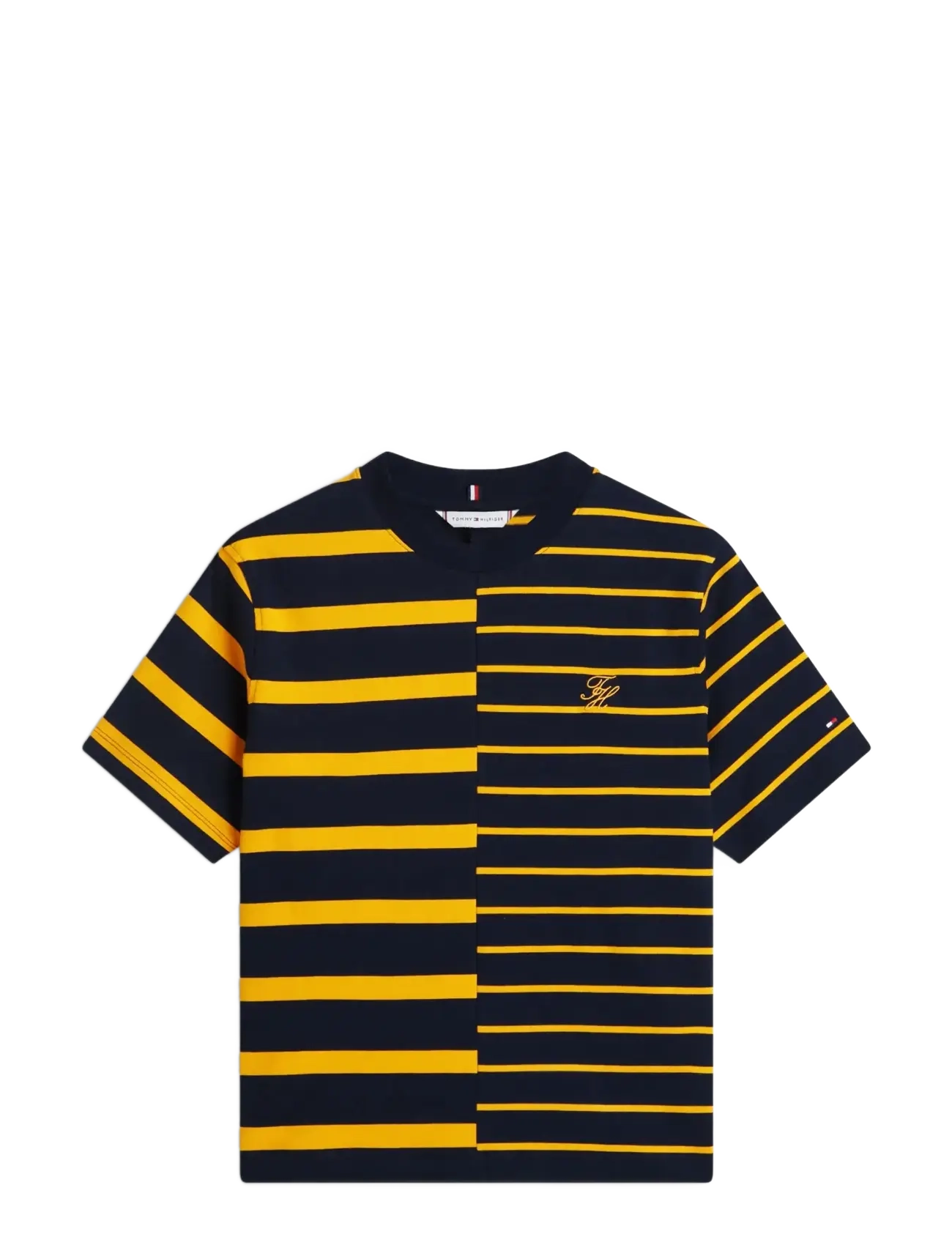 Tommy Hilfiger TH STRIPE MIX MDRN SS TEE - T-shirts - BIG BRT STP NAVY   ORANGE FLASH / multi