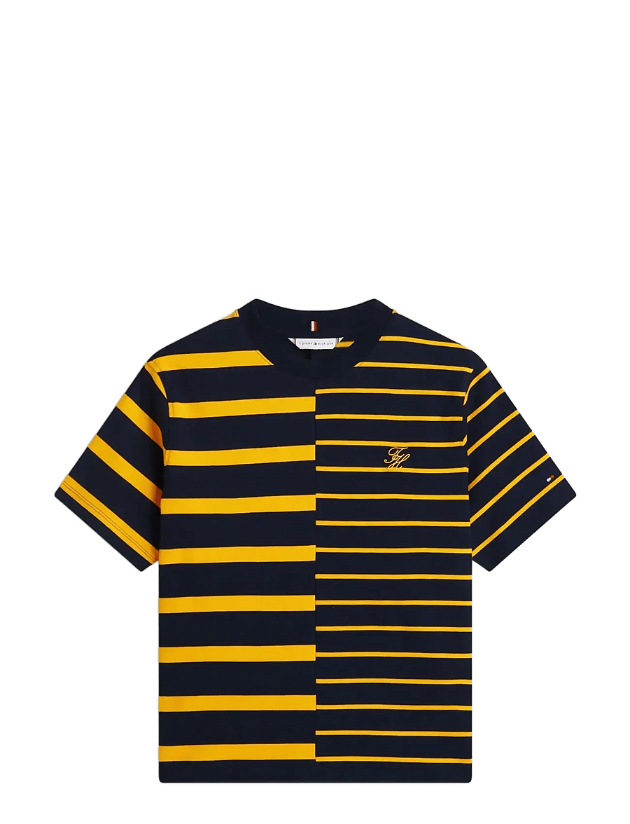Tommy Hilfiger - TH STRIPE MIX MDRN SS TEE - t-shirts - big brt stp navy orange flash - 1