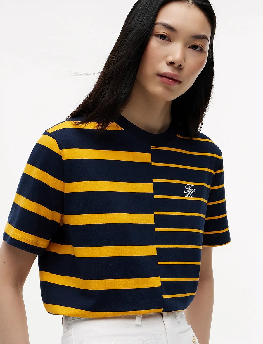 Tommy Hilfiger - TH STRIPE MIX MDRN SS TEE - t-shirts - big brt stp navy orange flash - 3