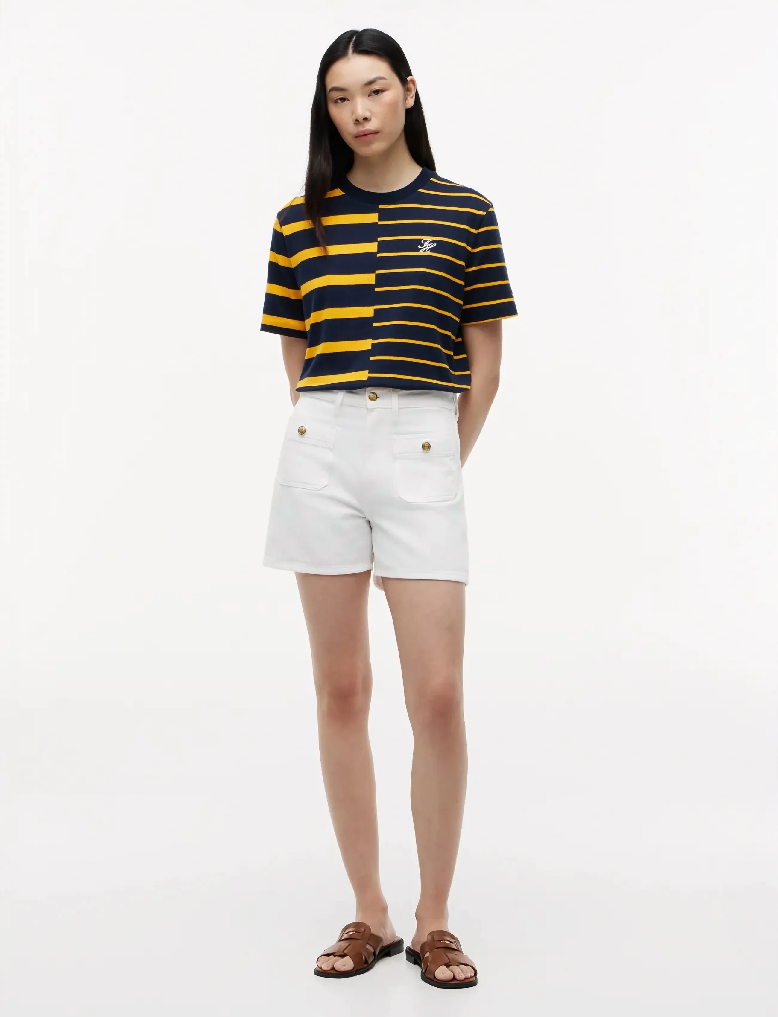 Tommy Hilfiger - TH STRIPE MIX MDRN SS TEE - t-shirts - big brt stp navy   orange flash - 4