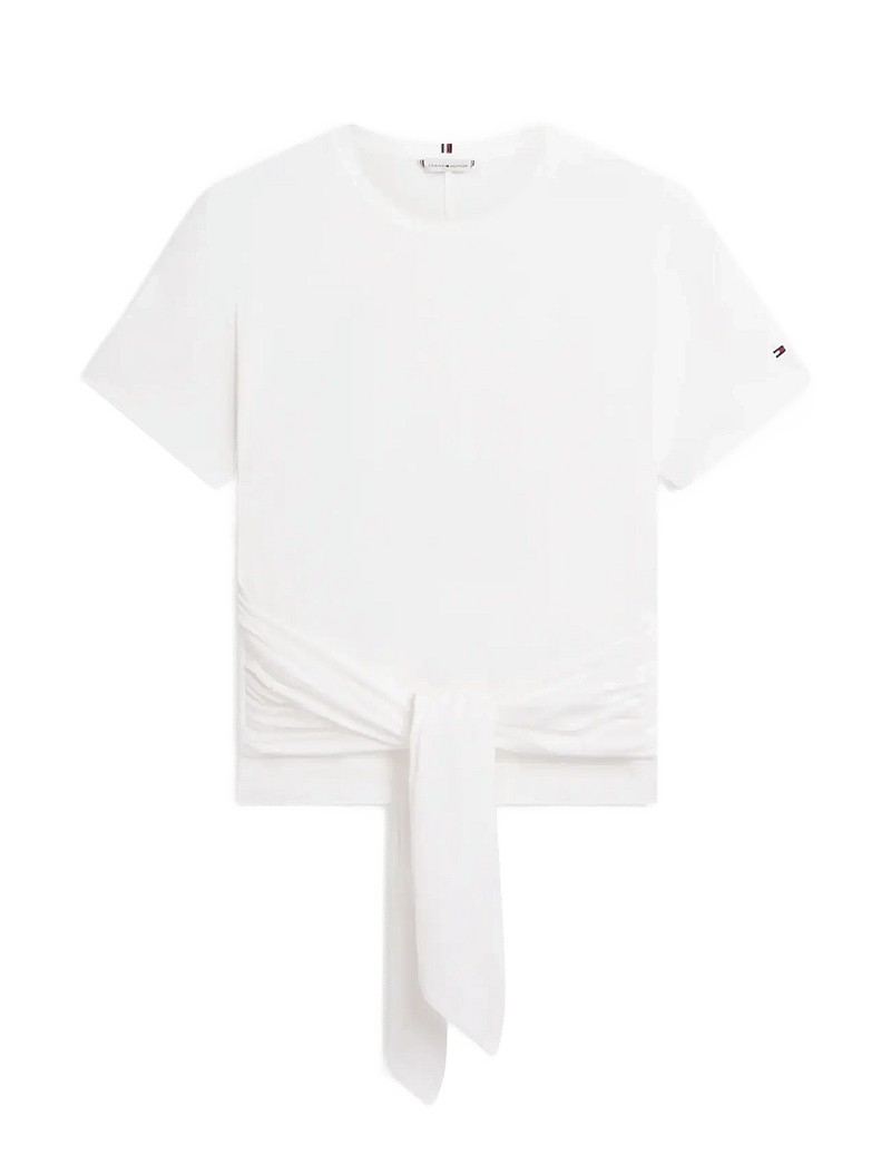 Tommy Hilfiger - CO SLUB KNOT SS TEE - kortärmade blusar - ecru - 1