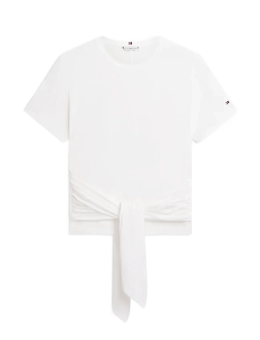 Tommy Hilfiger - CO SLUB KNOT SS TEE - lühikeste varrukatega pluusid - ecru - 1