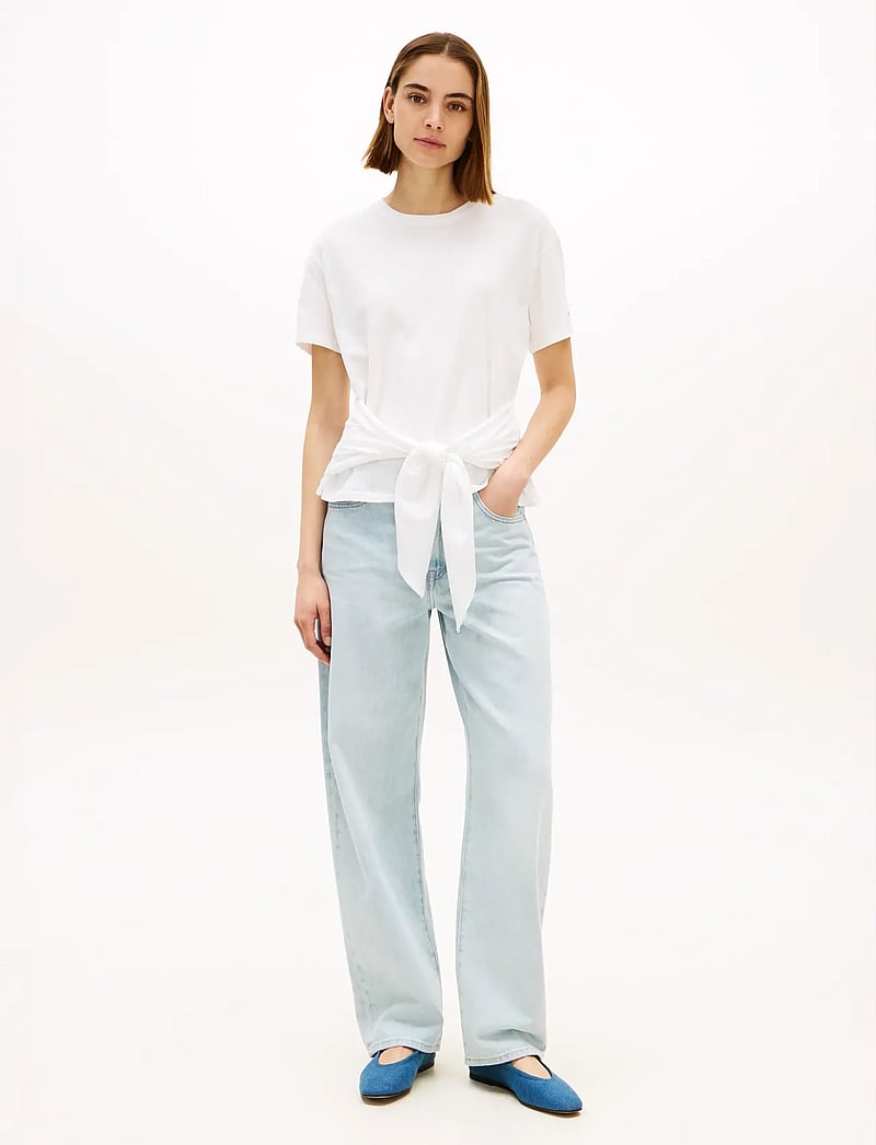 Tommy Hilfiger - CO SLUB KNOT SS TEE - kortärmade blusar - ecru - 3