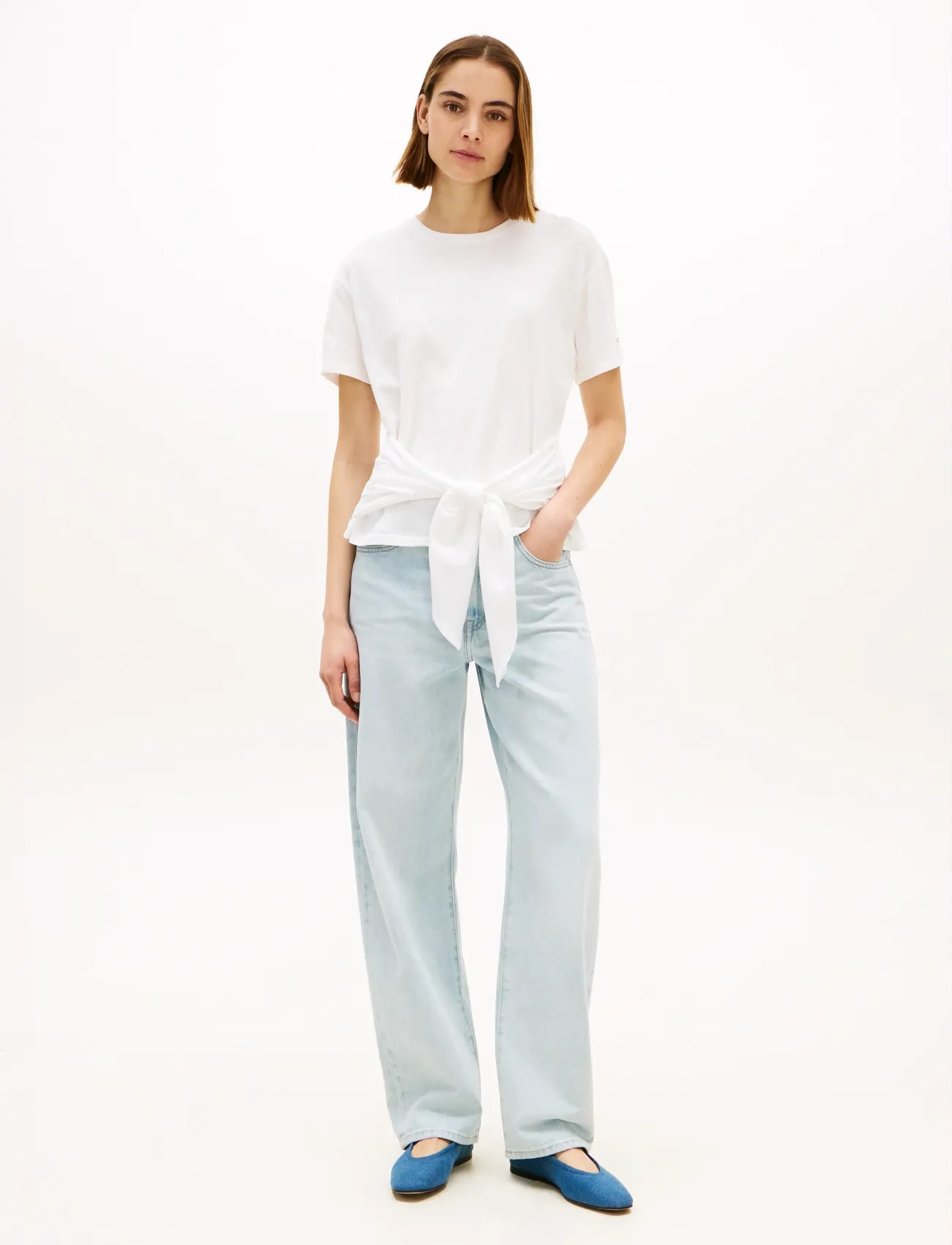 Tommy Hilfiger - CO SLUB KNOT SS TEE - lühikeste varrukatega pluusid - ecru - 3