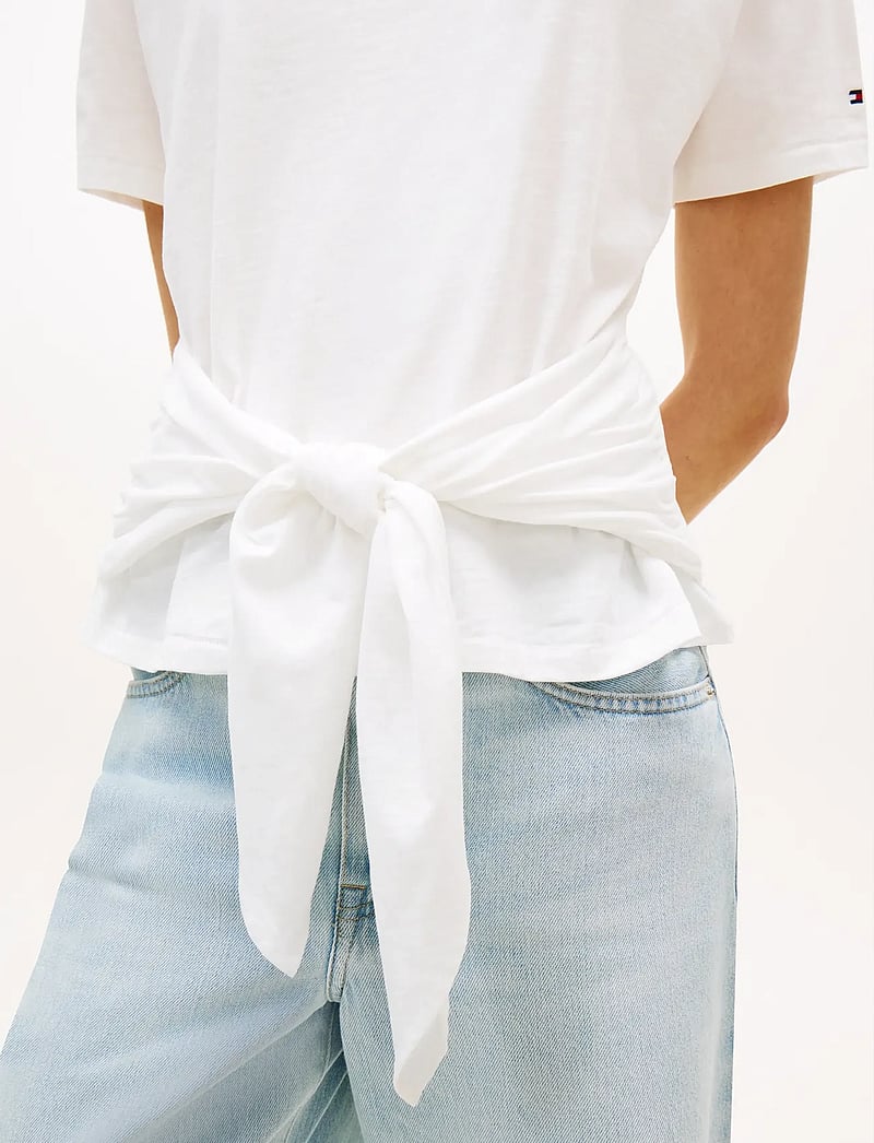Tommy Hilfiger - CO SLUB KNOT SS TEE - kortärmade blusar - ecru - 4