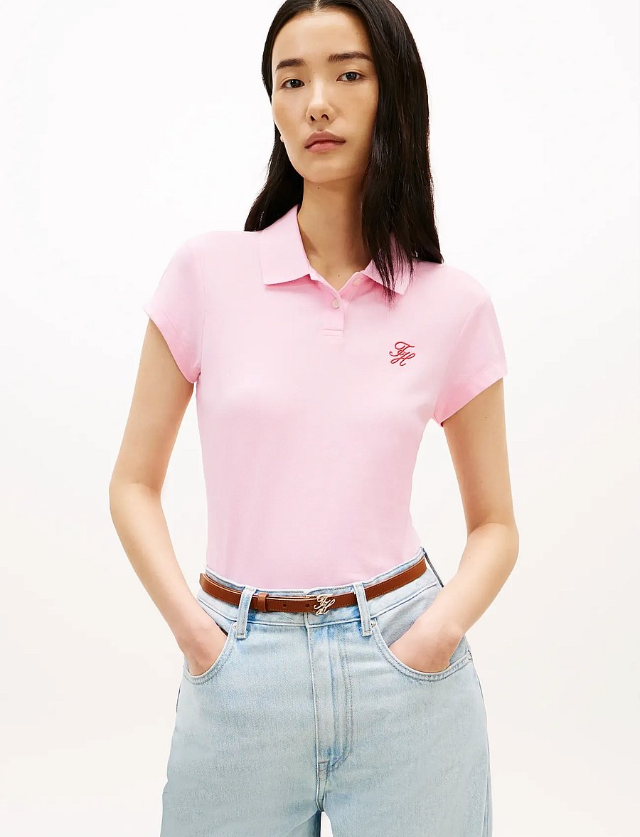 Tommy Hilfiger - TH SCRIPT SLIM SS POLO - poloer - classic pink - 0
