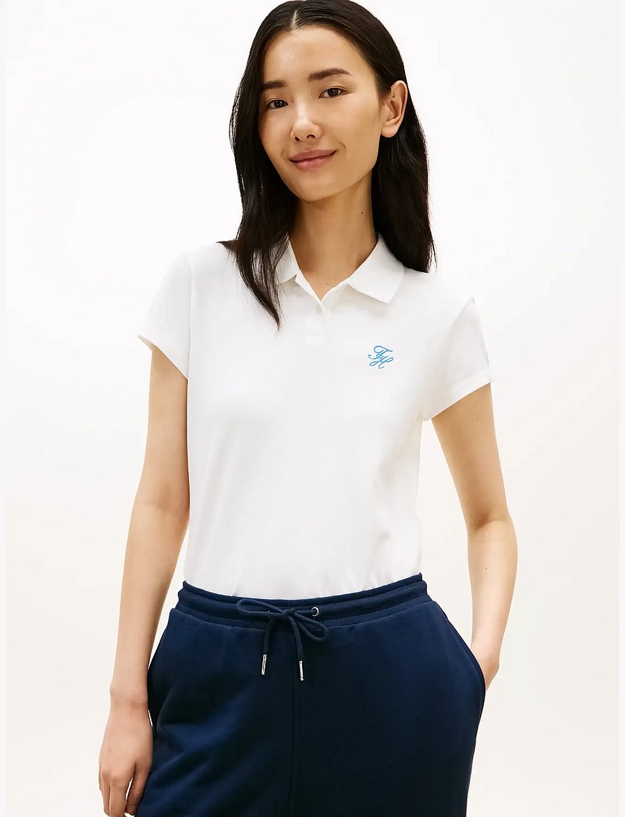 Tommy Hilfiger - TH SCRIPT SLIM SS POLO - poloer - ecru - 0