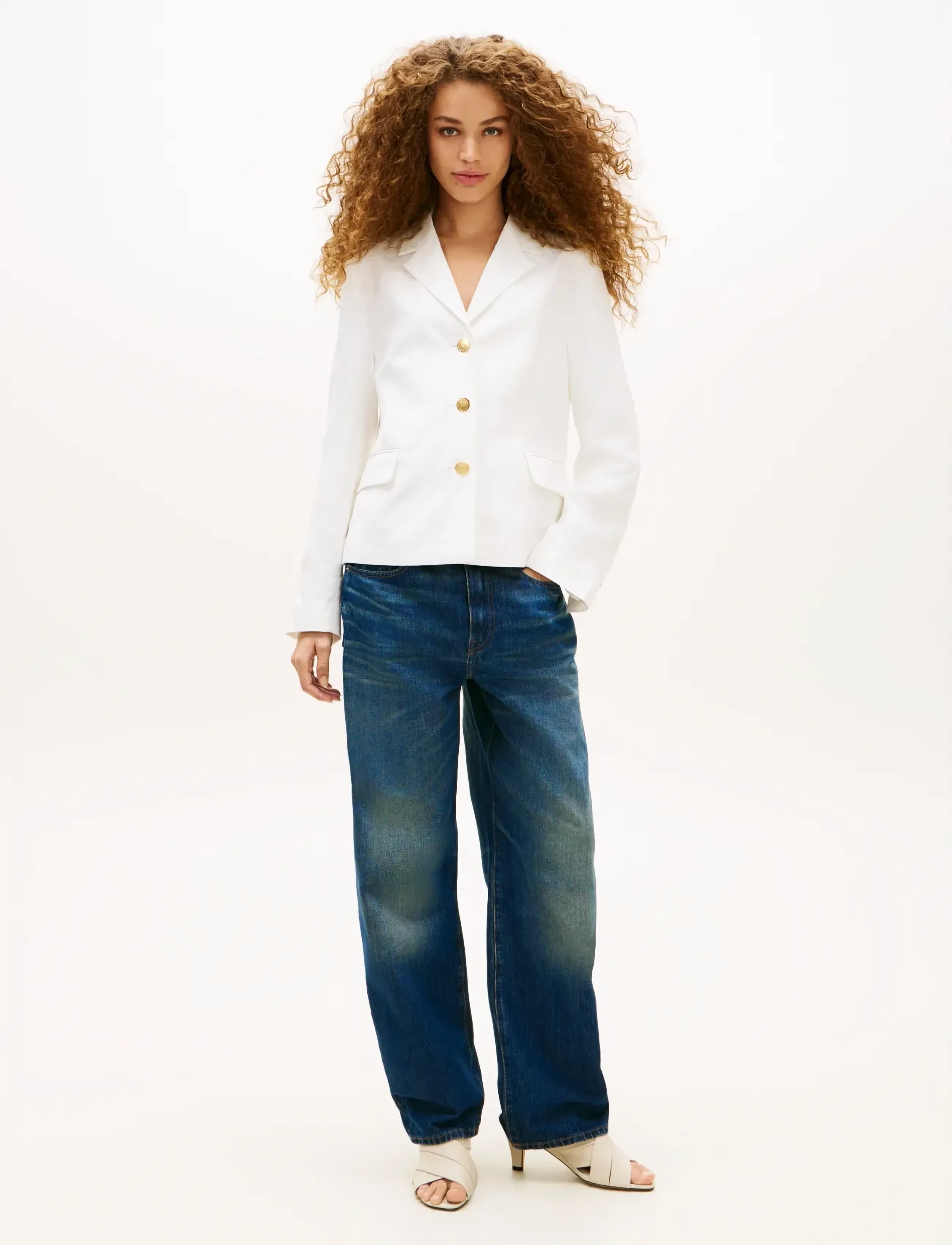 Tommy Hilfiger - LINEN BLEND SLIM BLAZER - festtøj til outletpriser - th optic white - 3