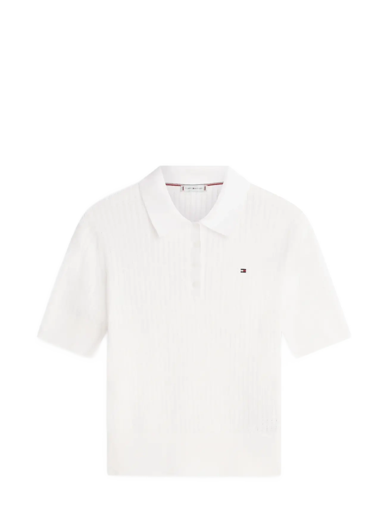 Tommy Hilfiger POINTELLE S/S POLO SWEATER - Polo's - ECRU / white