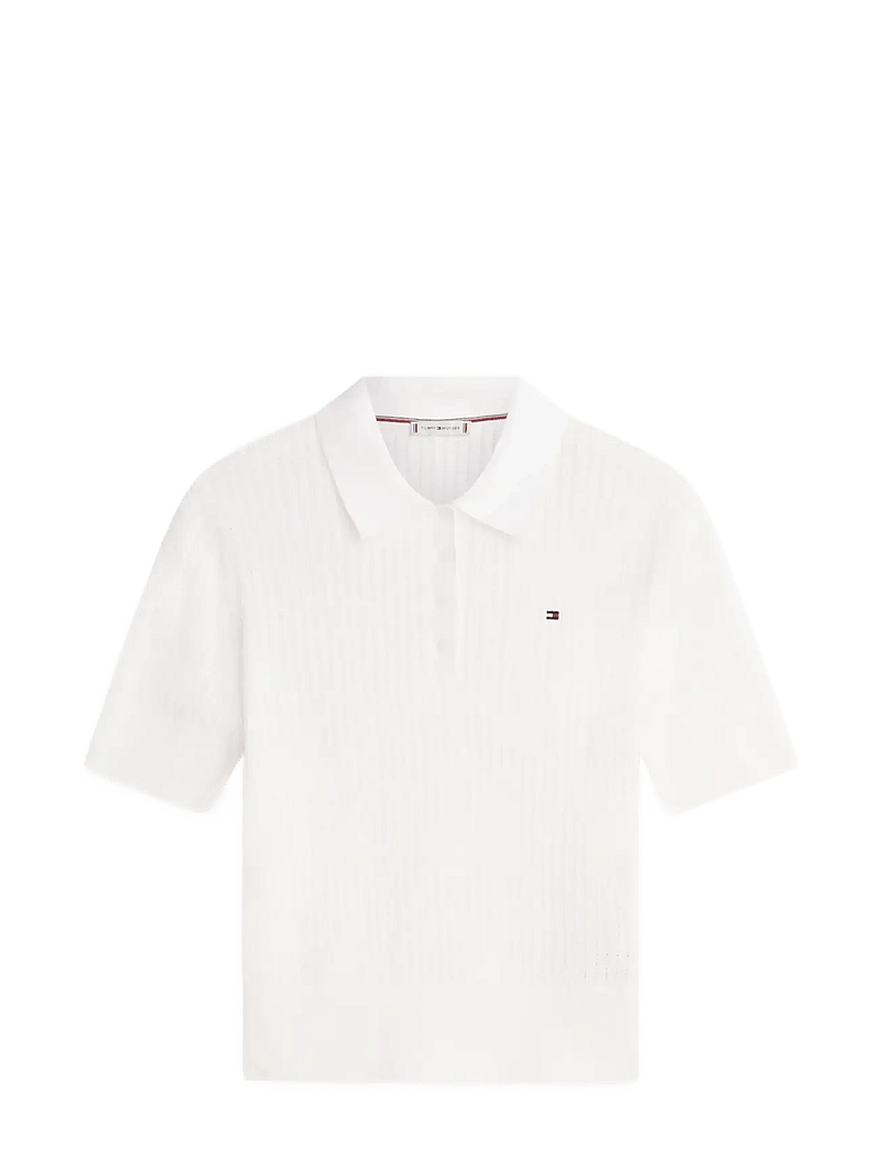 Tommy Hilfiger - POINTELLE S/S POLO SWEATER - pikéer - ecru - 1