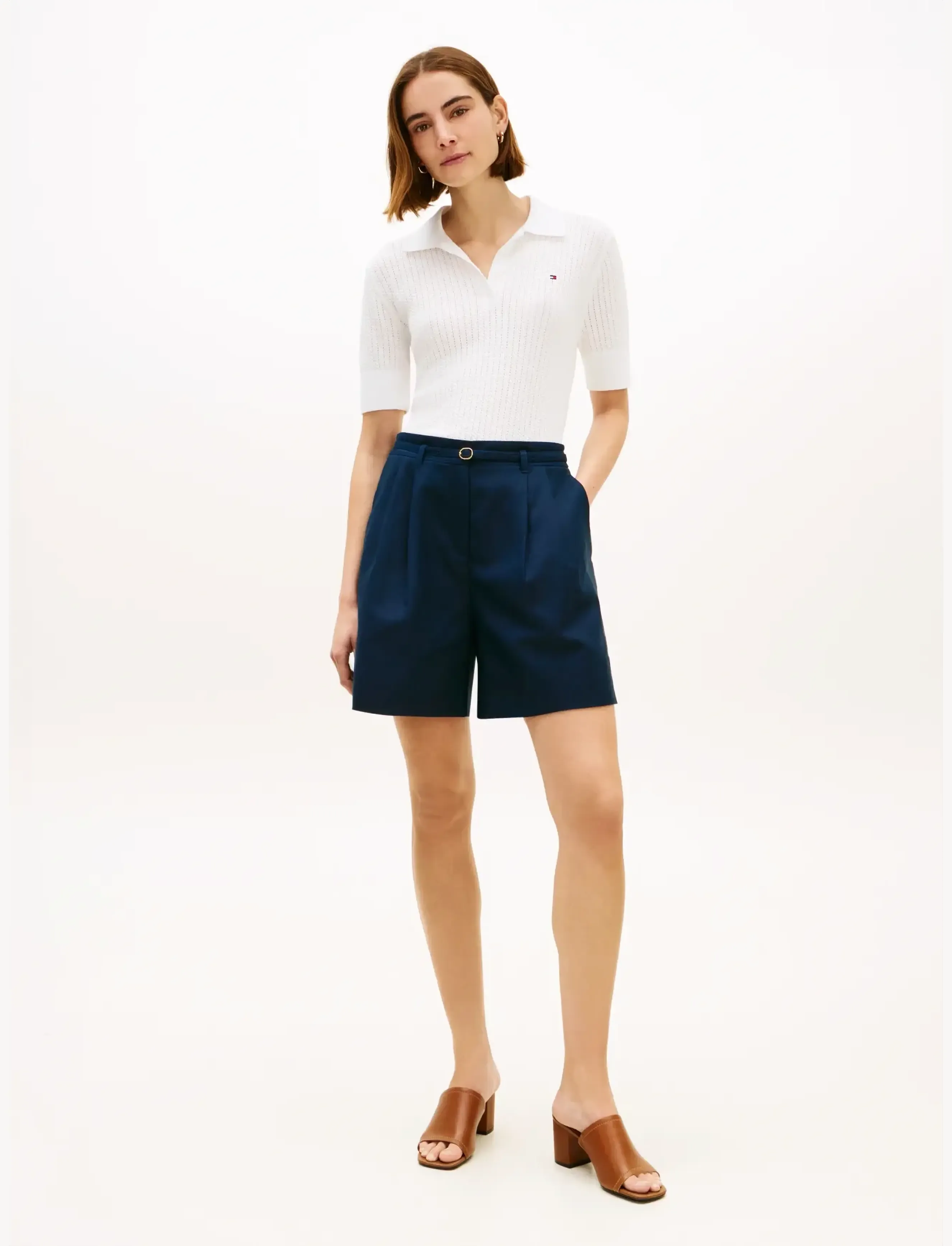 Tommy Hilfiger - POINTELLE S/S POLO SWEATER - koszulki polo - ecru - 3