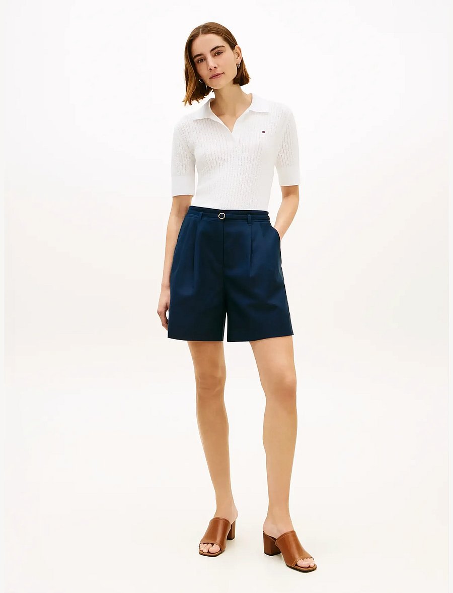 Tommy Hilfiger - POINTELLE S/S POLO SWEATER - poloshirts - ecru - 3