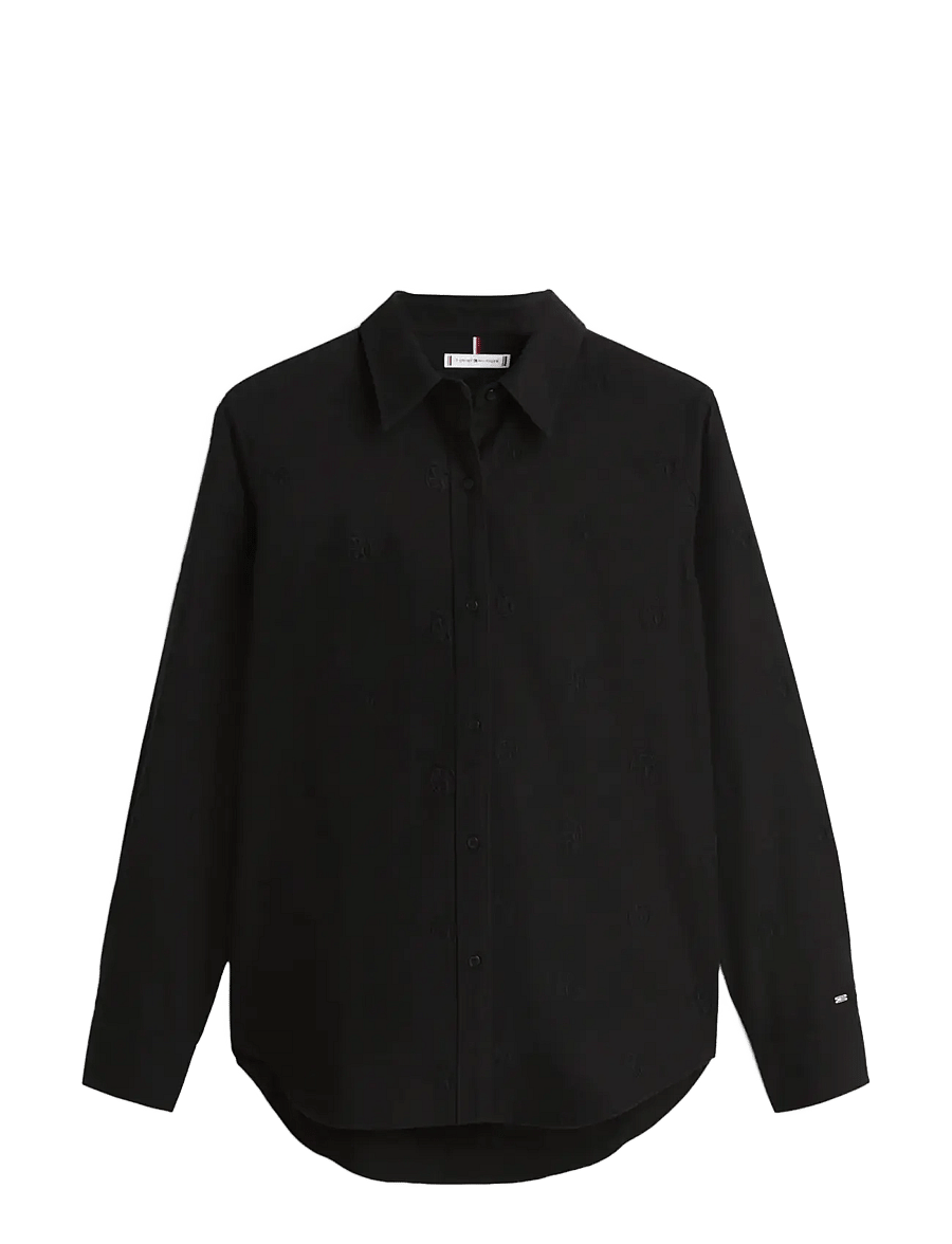 Tommy Hilfiger - OXFORD EMB RELAXED SHIRT - langärmlige hemden - black - 1