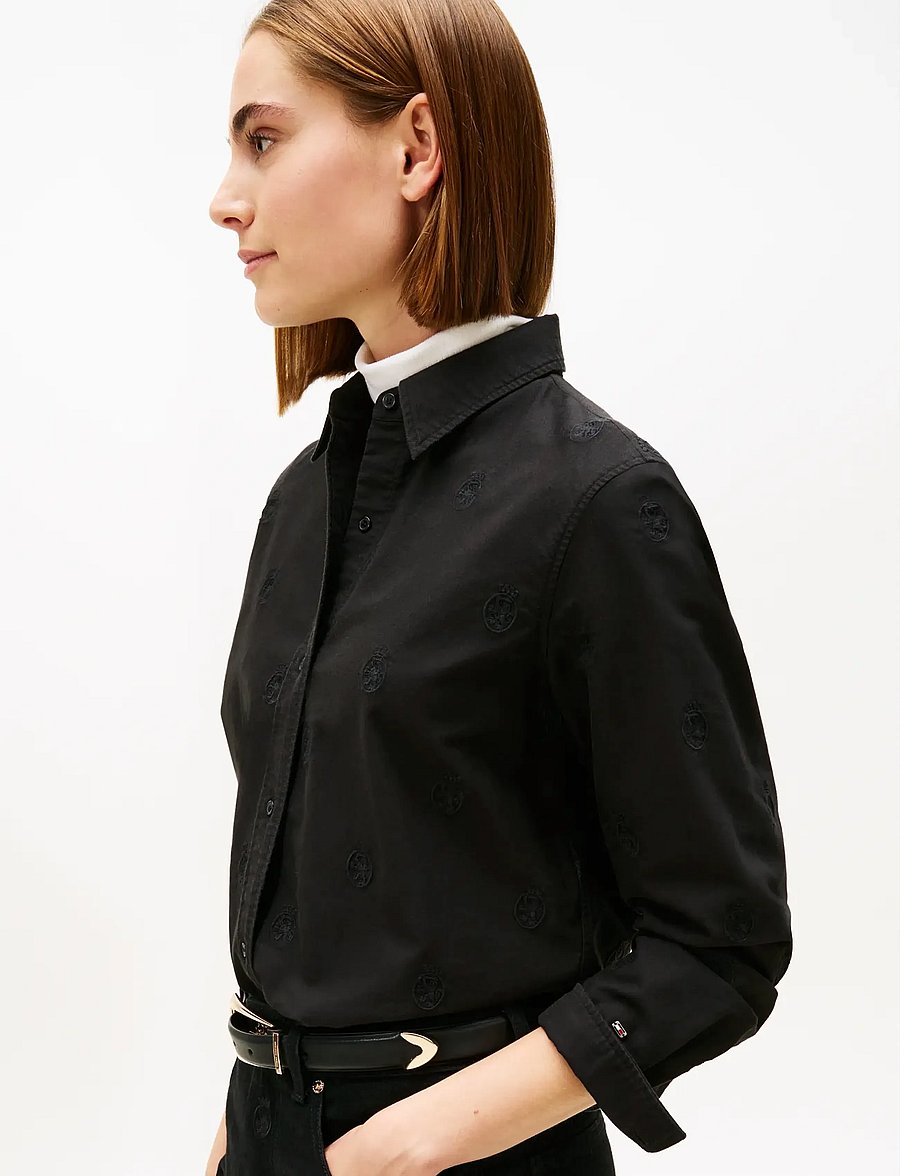 Tommy Hilfiger - OXFORD EMB RELAXED SHIRT - langärmlige hemden - black - 4