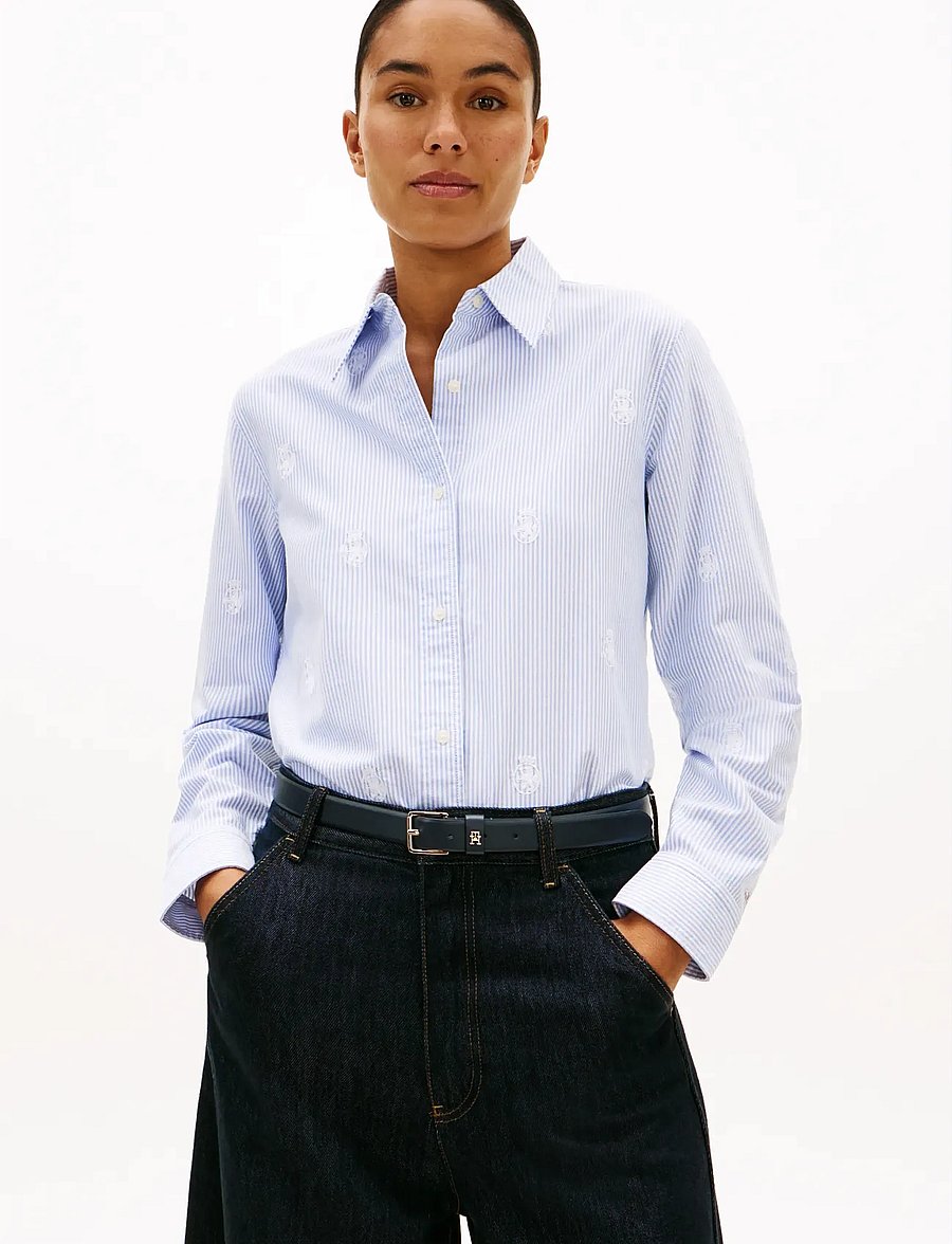 Tommy Hilfiger - OXFORD AOP RELAXED SHIRT - långärmade skjortor - classic ithaca mid blue - 0