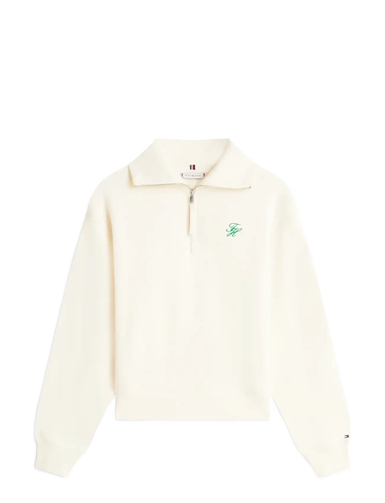 Tommy Hilfiger TH SCRIPT HALF ZIP TERRY SWTSHRT - Loungewear - CALICO / cream