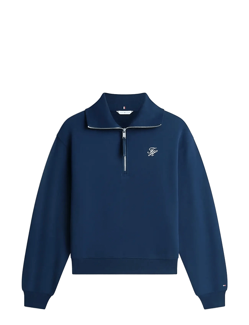 Tommy Hilfiger - TH SCRIPT HALF ZIP TERRY SWTSHRT - alltags-style - dark night navy - 1