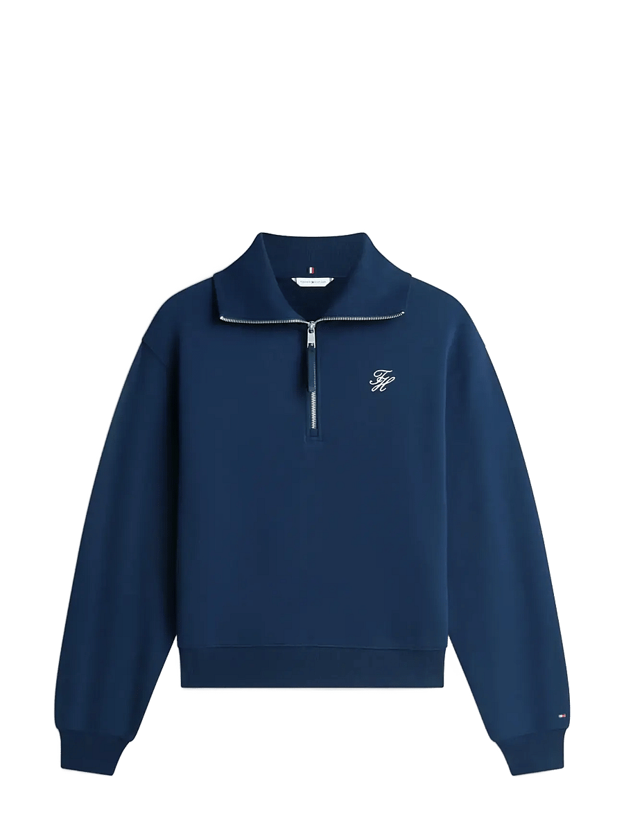 Tommy Hilfiger - TH SCRIPT HALF ZIP TERRY SWTSHRT - sweatshirts - dark night navy - 1