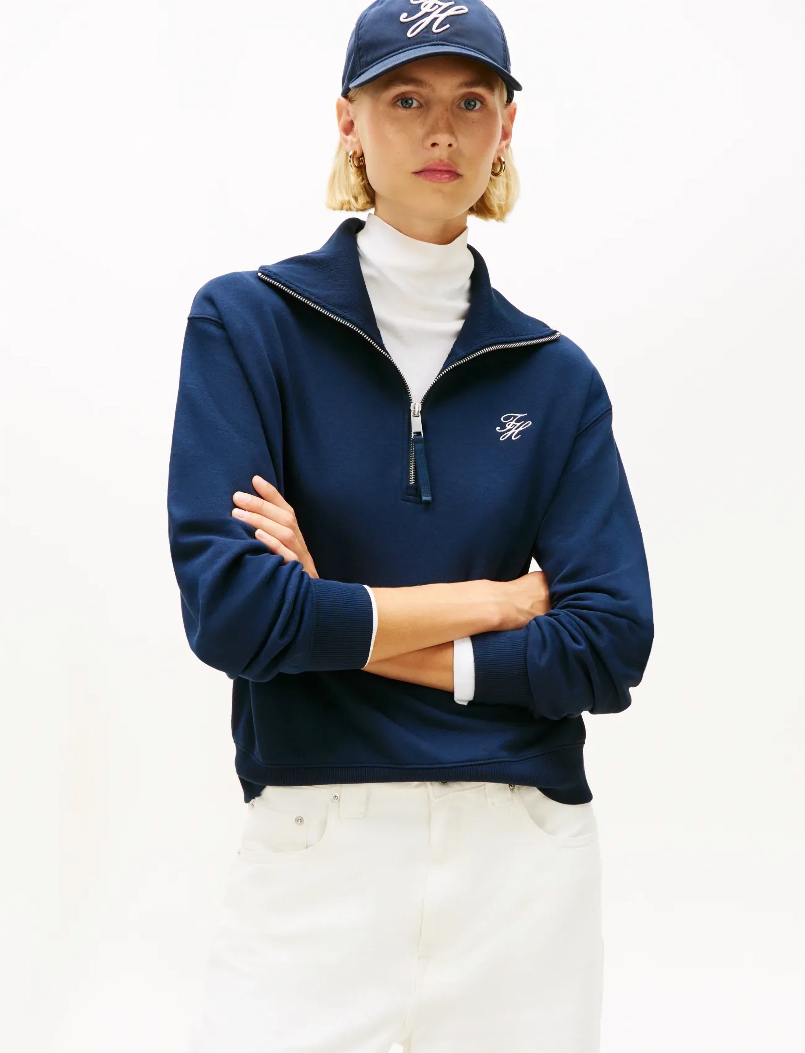 Tommy Hilfiger TH SCRIPT HALF ZIP TERRY SWTSHRT - Sweatshirts - DARK NIGHT NAVY / navy