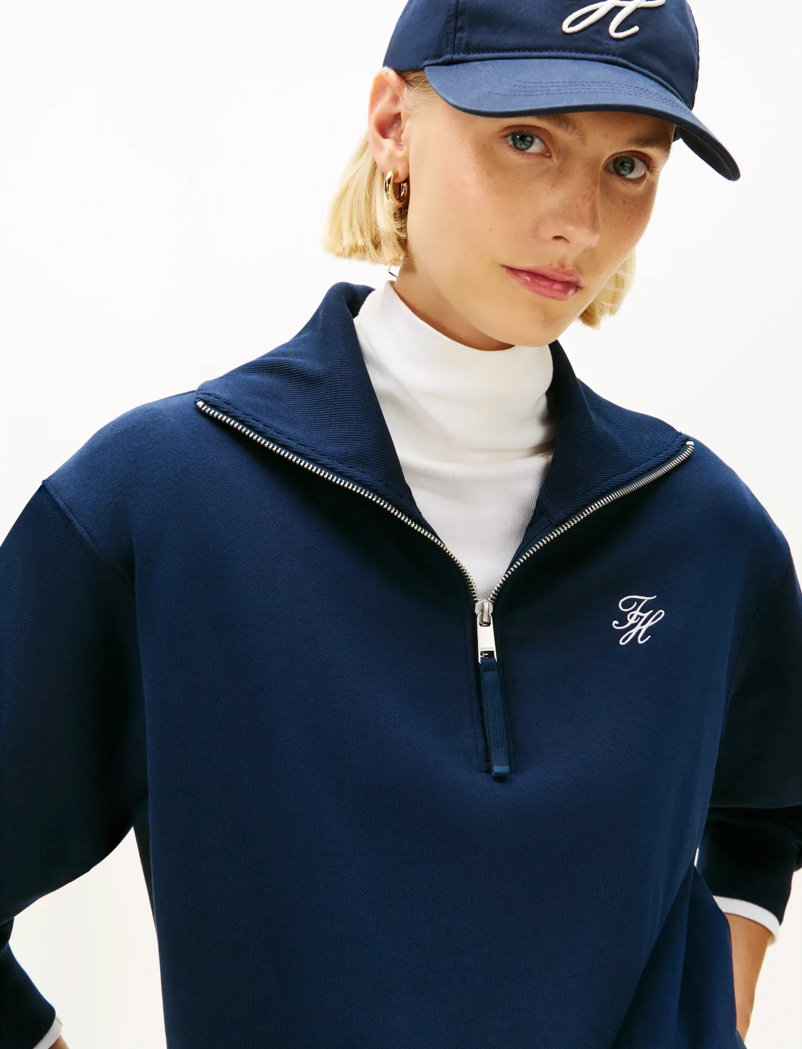 Tommy Hilfiger - TH SCRIPT HALF ZIP TERRY SWTSHRT - sweatshirts & hoodies - dark night navy - 4