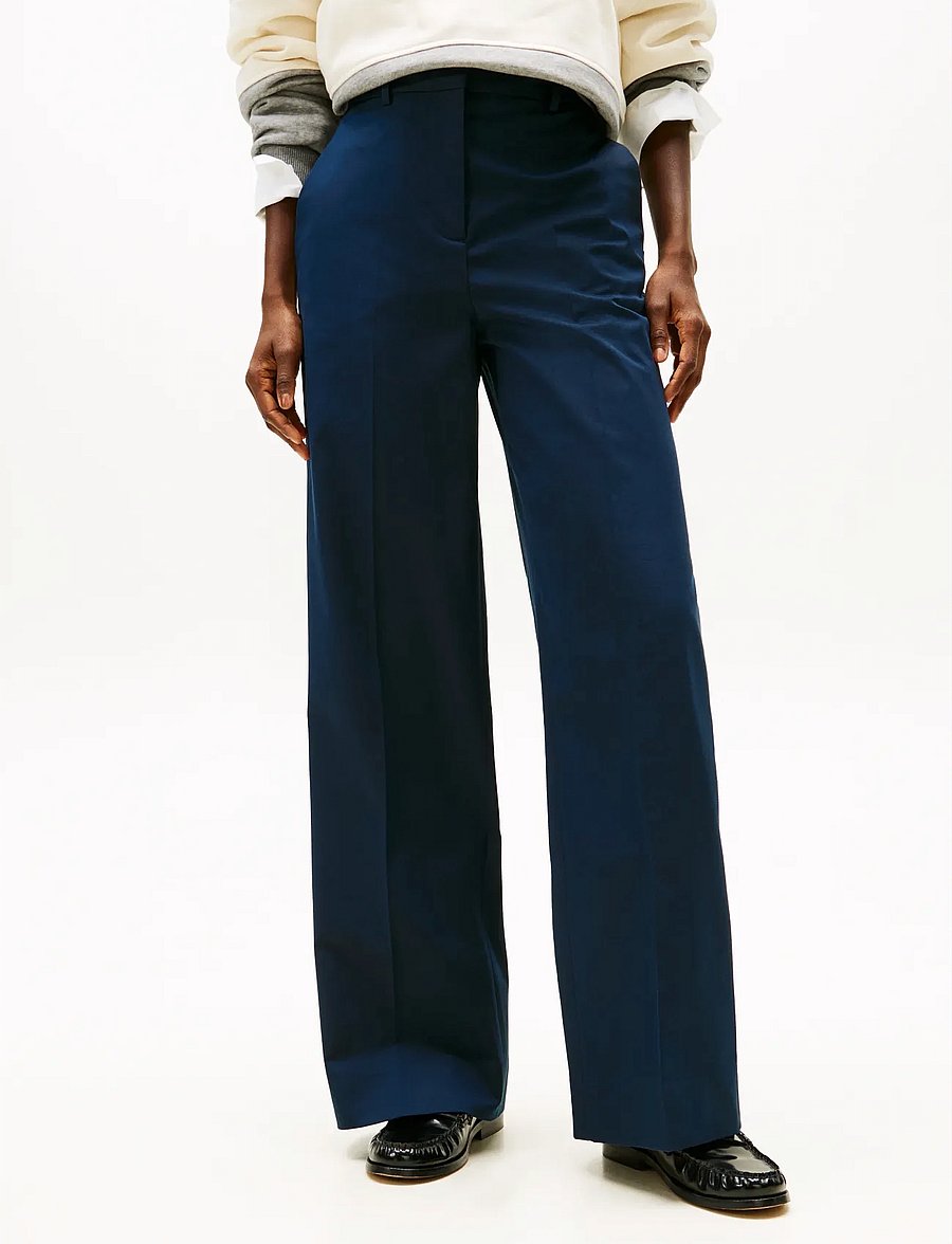 Tommy Hilfiger - COTTON WIDE LEG PANT - laia säärega püksid - dark night navy - 0