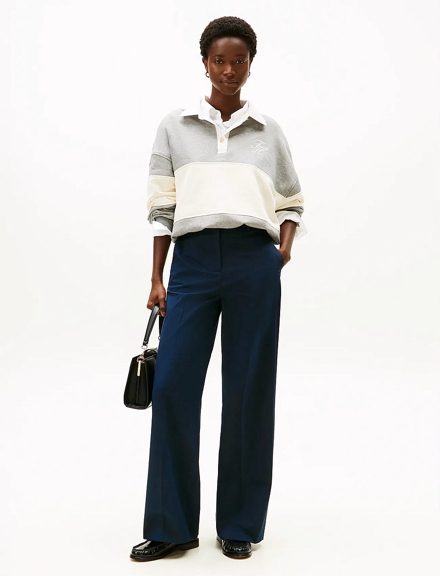 Tommy Hilfiger - COTTON WIDE LEG PANT - laia säärega püksid - dark night navy - 3