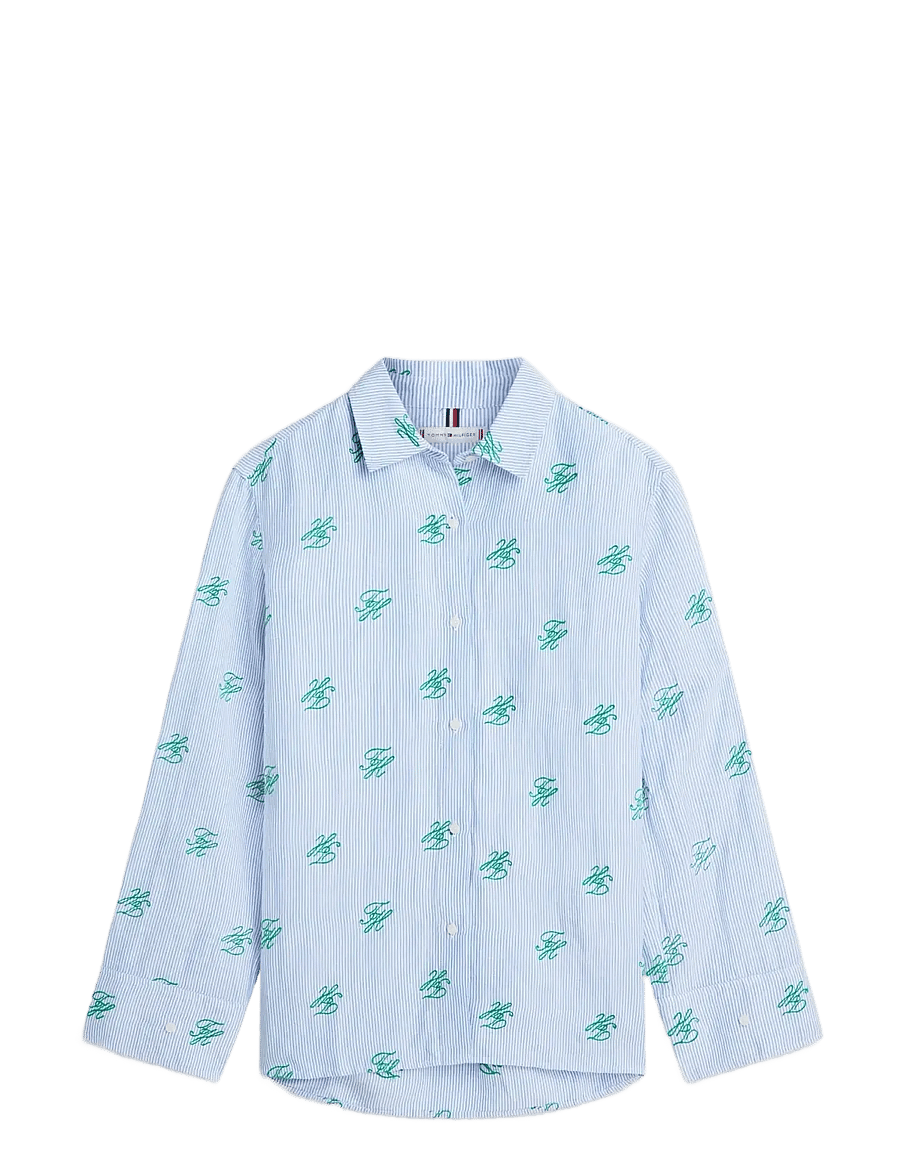Tommy Hilfiger - SWIMSHOP LINEN EASY FIT AOP - langärmlige hemden - script ithaca blue spell - 1
