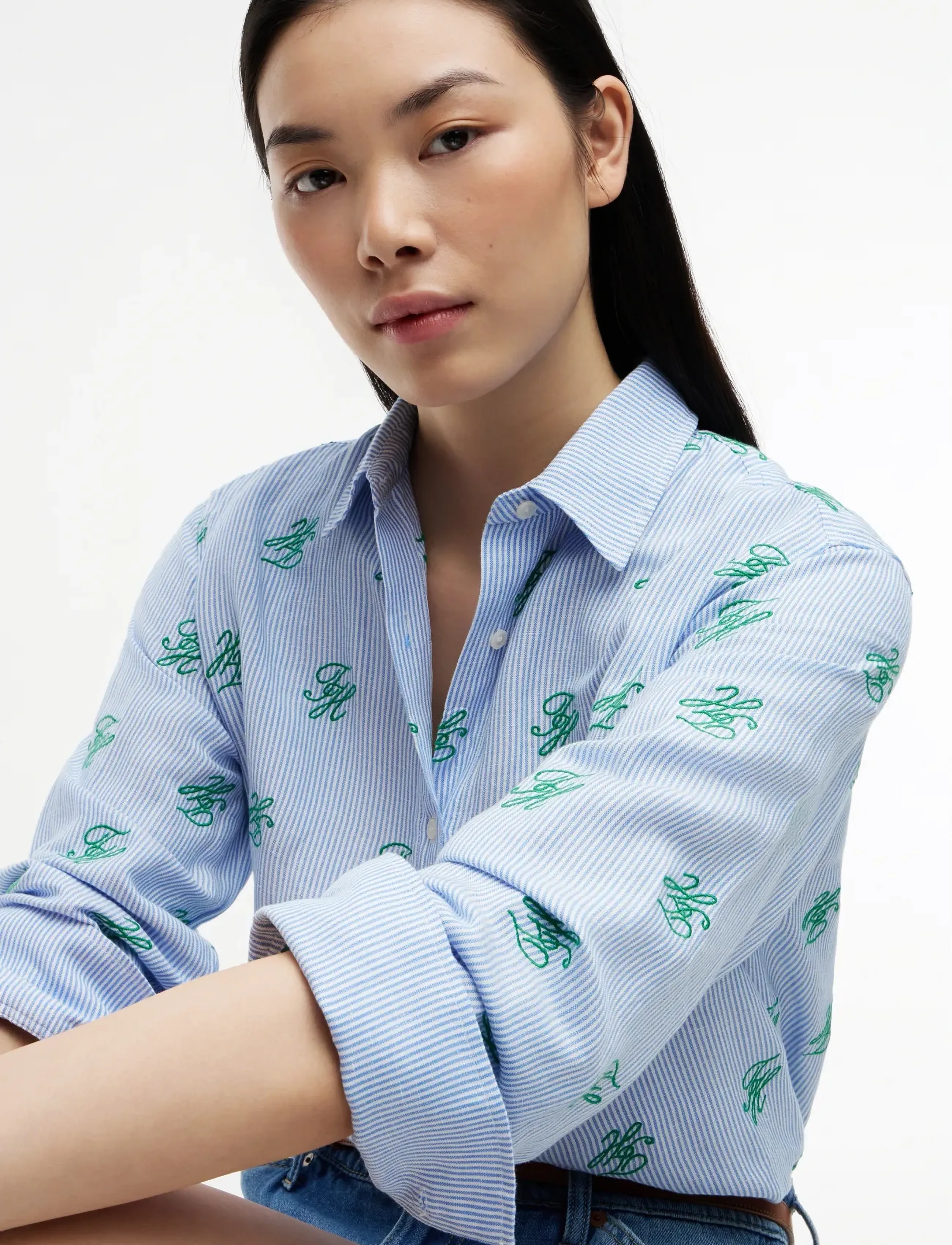 Tommy Hilfiger - SWIMSHOP LINEN EASY FIT AOP - langärmlige hemden - script ithaca blue spell - 3