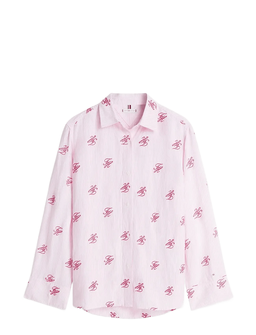 Tommy Hilfiger - SWIMSHOP LINEN EASY FIT AOP - langærmede skjorter - script ithaca rose petal - 1
