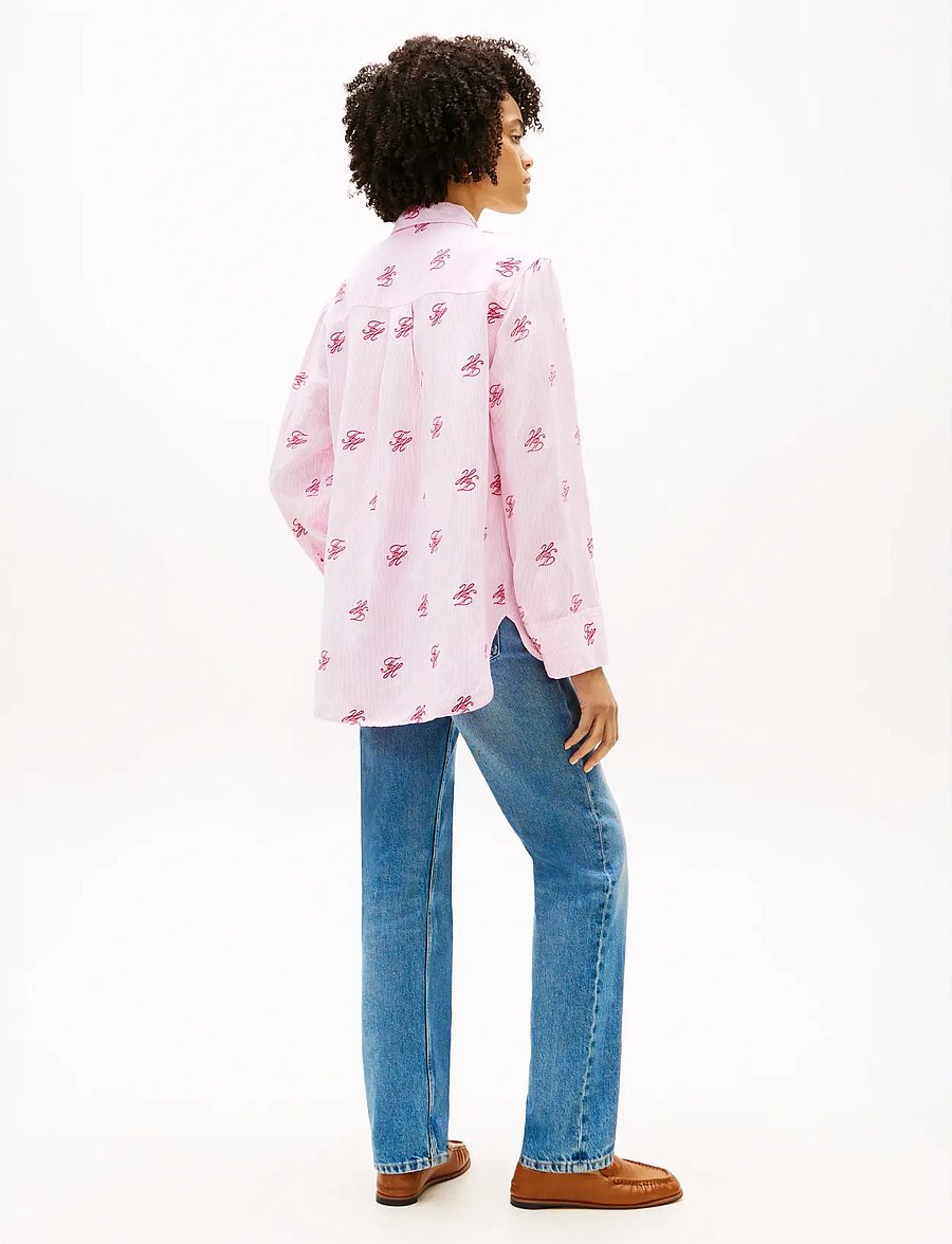 Tommy Hilfiger - SWIMSHOP LINEN EASY FIT AOP - langærmede skjorter - script ithaca rose petal - 2