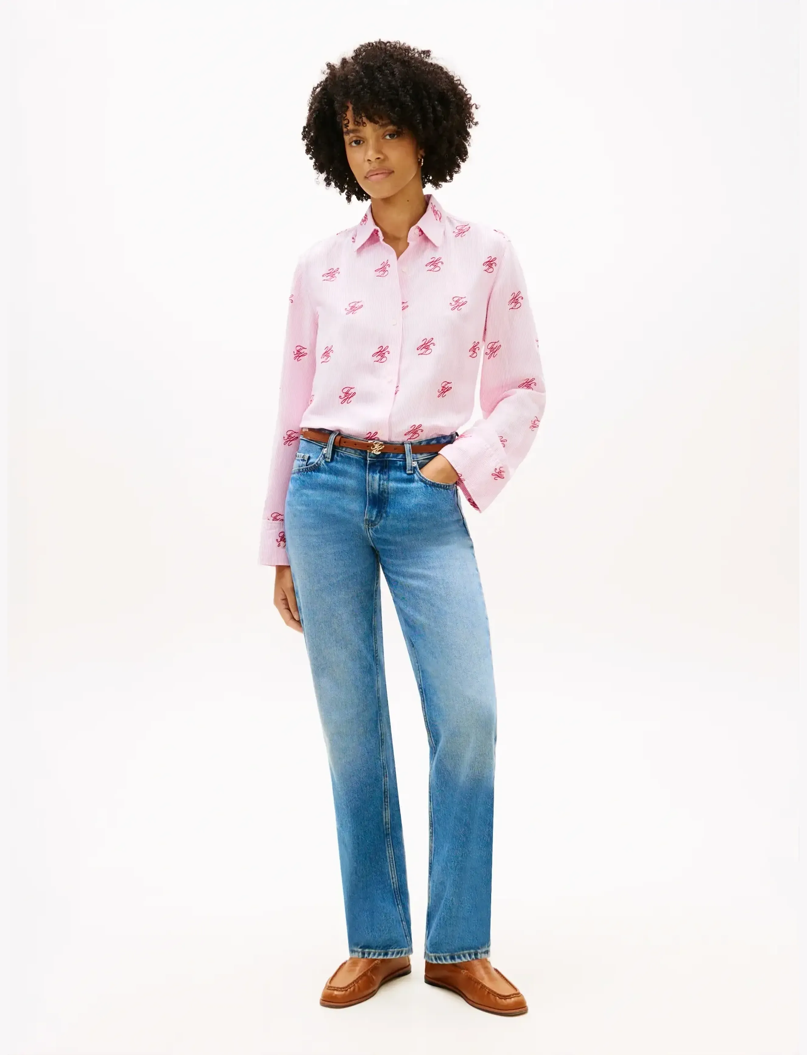 Tommy Hilfiger - SWIMSHOP LINEN EASY FIT AOP - langærmede skjorter - script ithaca rose petal - 3