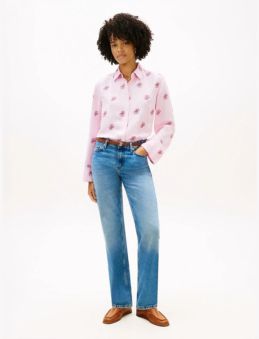 Tommy Hilfiger - SWIMSHOP LINEN EASY FIT AOP - langærmede skjorter - script ithaca rose petal - 3