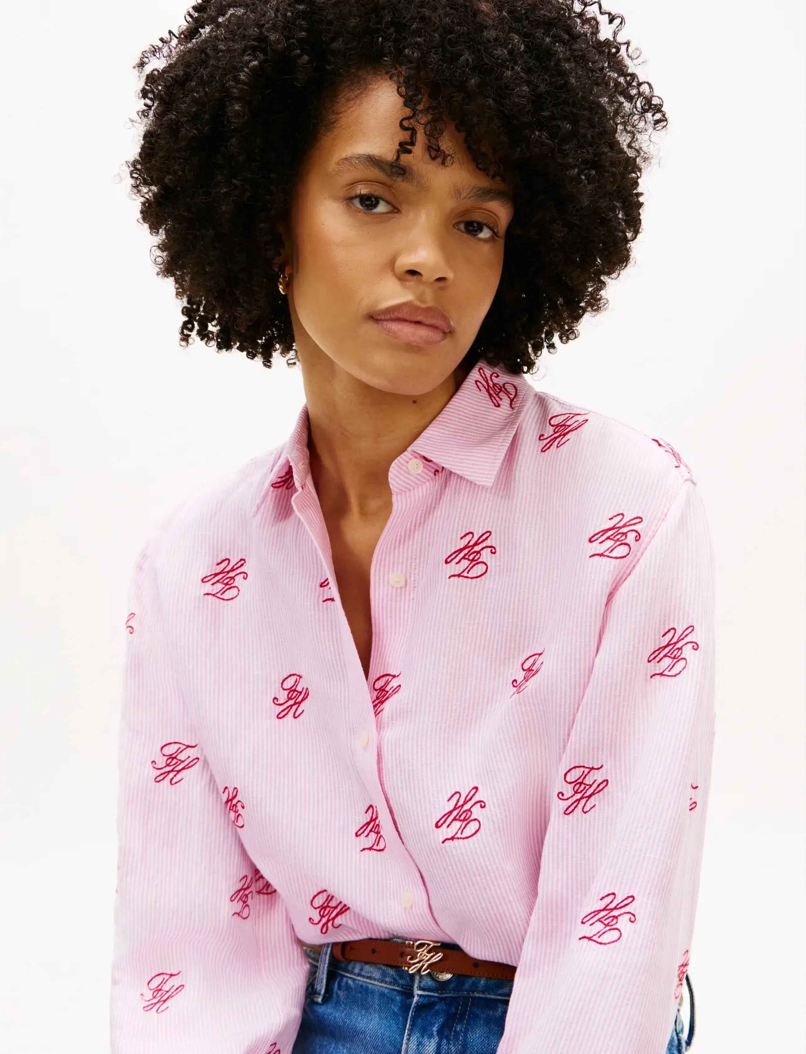 Tommy Hilfiger - SWIMSHOP LINEN EASY FIT AOP - langærmede skjorter - script ithaca rose petal - 4