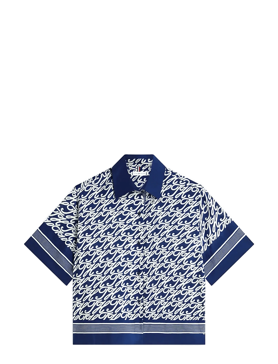 Tommy Hilfiger - SWIMSHOP SILK VOILE AOP SHIRT - chemises à manches courtes - th script preppy navy - 1