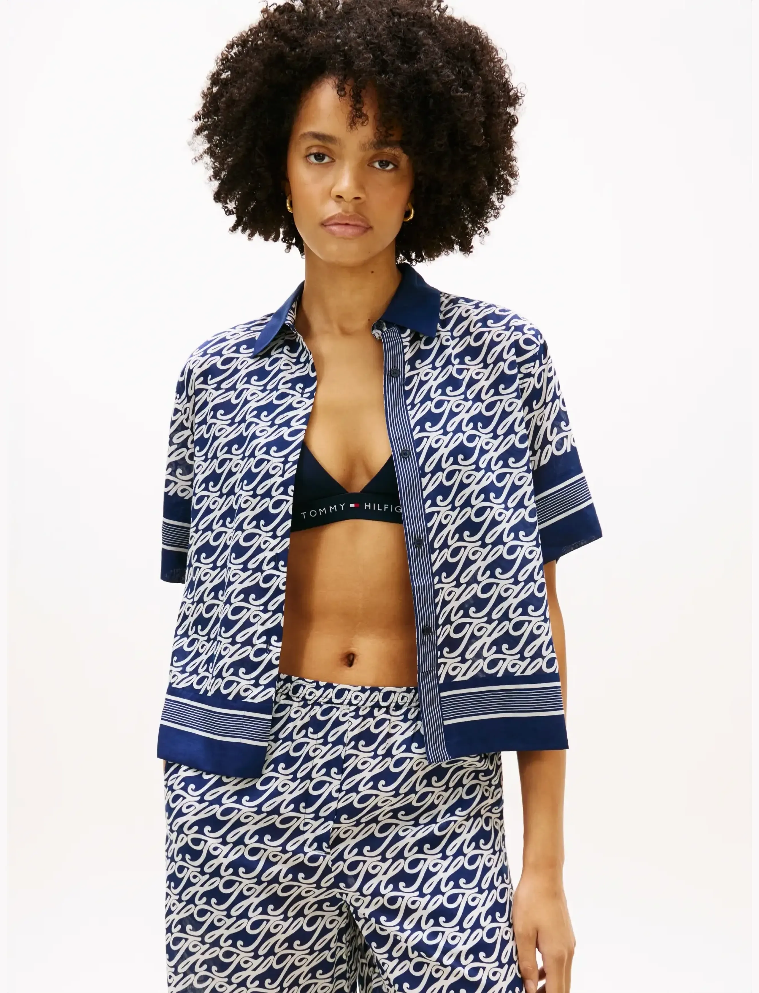 Tommy Hilfiger SWIMSHOP SILK VOILE AOP SHIRT - Blusar & Skjortor - TH SCRIPT PREPPY NAVY / navy