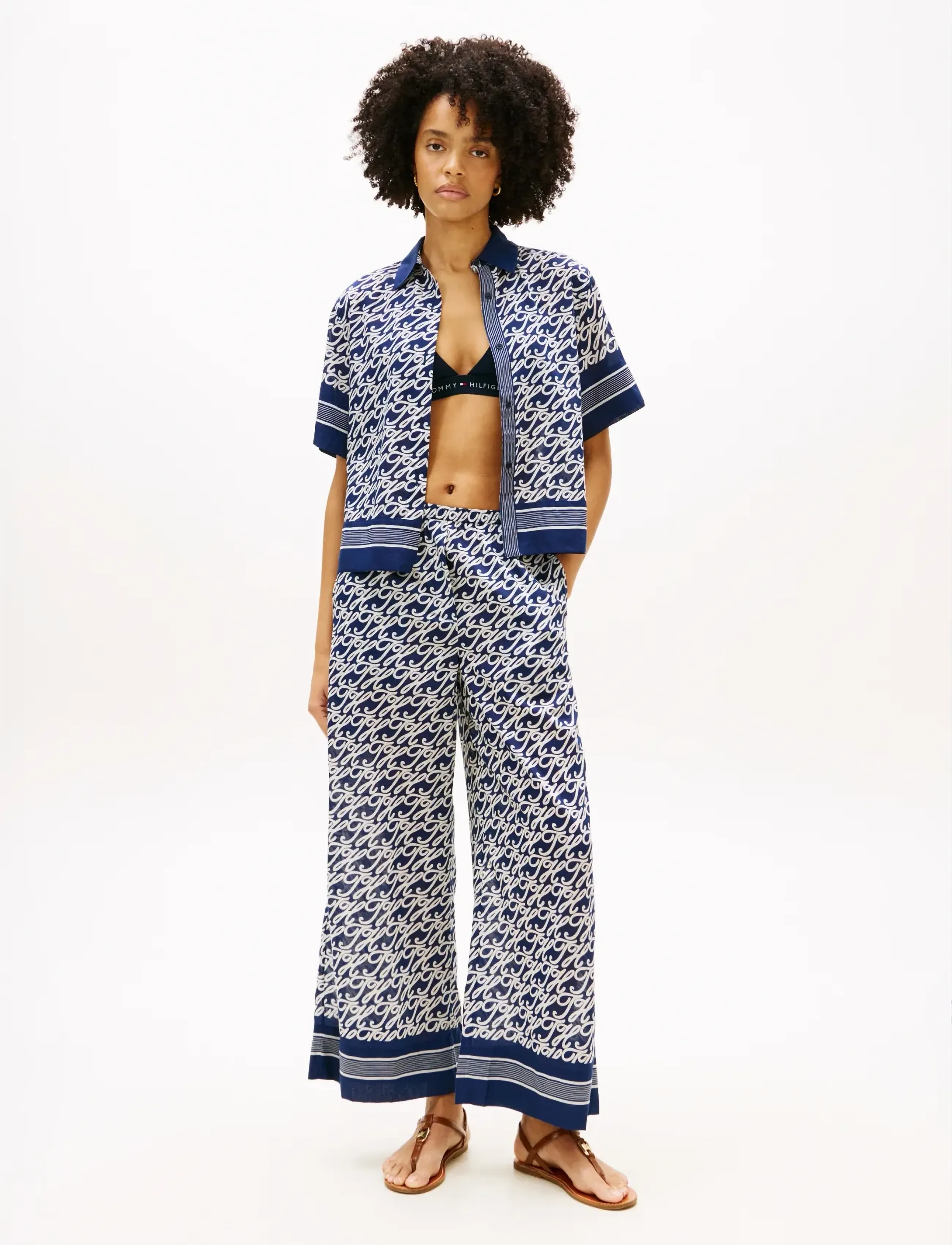 Tommy Hilfiger - SWIMSHOP SILK VOILE AOP SHIRT - chemises à manches courtes - th script preppy navy - 3