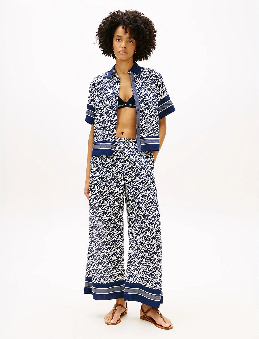 Tommy Hilfiger - SWIMSHOP SILK VOILE AOP SHIRT - chemises à manches courtes - th script preppy navy - 3