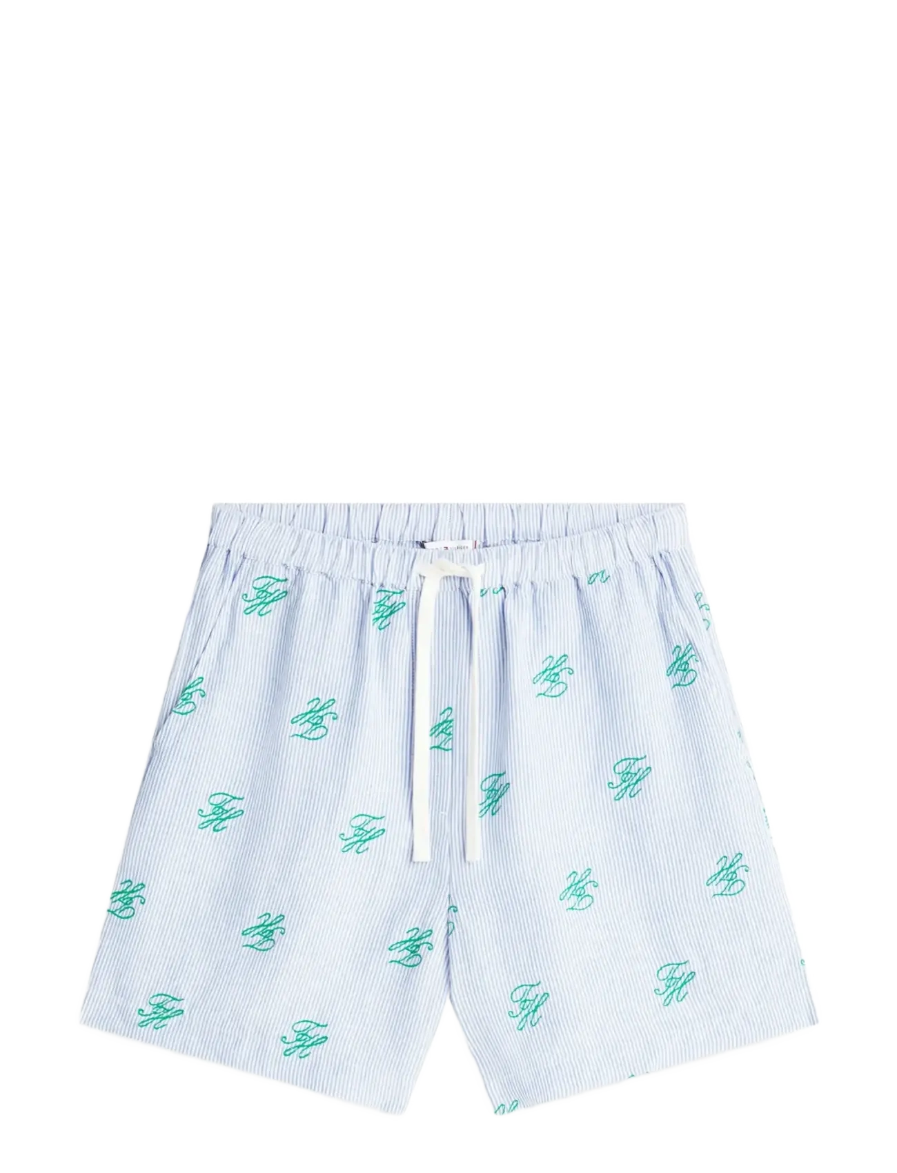 Tommy Hilfiger SWIMSHOP LINEN SHORT AOP - Shorts - SCRIPT ITHACA BLUE SPELL / green