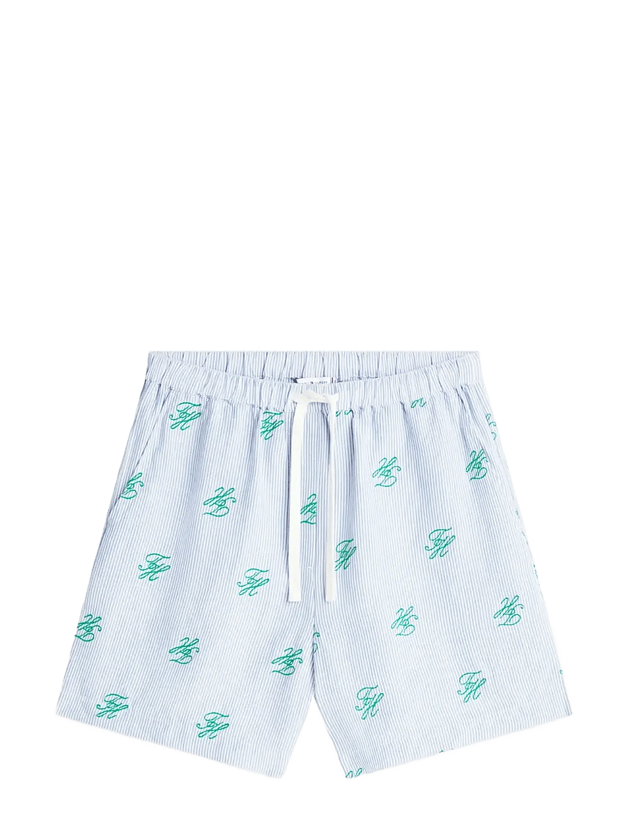 Tommy Hilfiger - SWIMSHOP LINEN SHORT AOP - leinen-shorts - script ithaca blue spell - 1