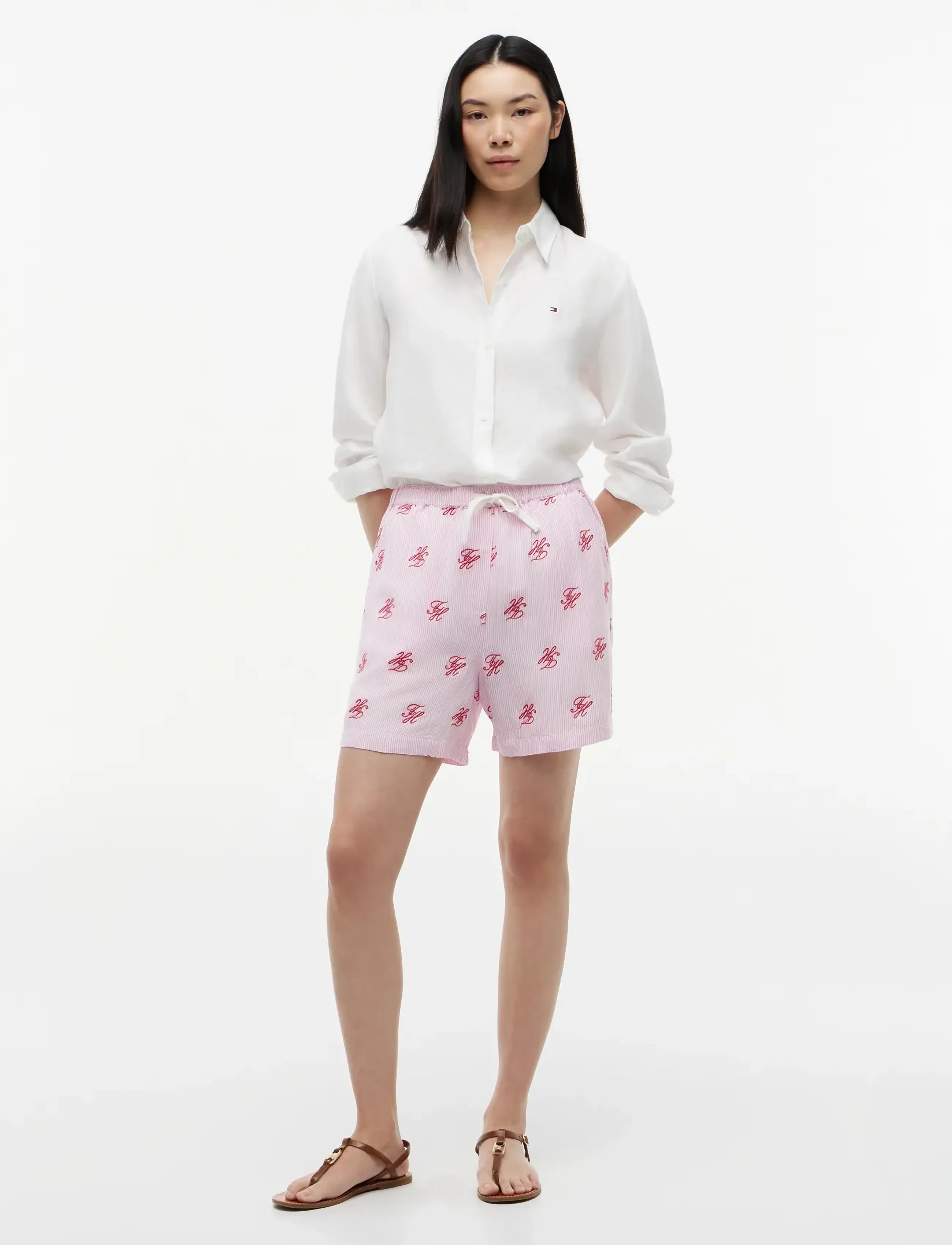 Tommy Hilfiger - SWIMSHOP LINEN SHORT AOP - hørshorts - script ithaca rose petal - 3