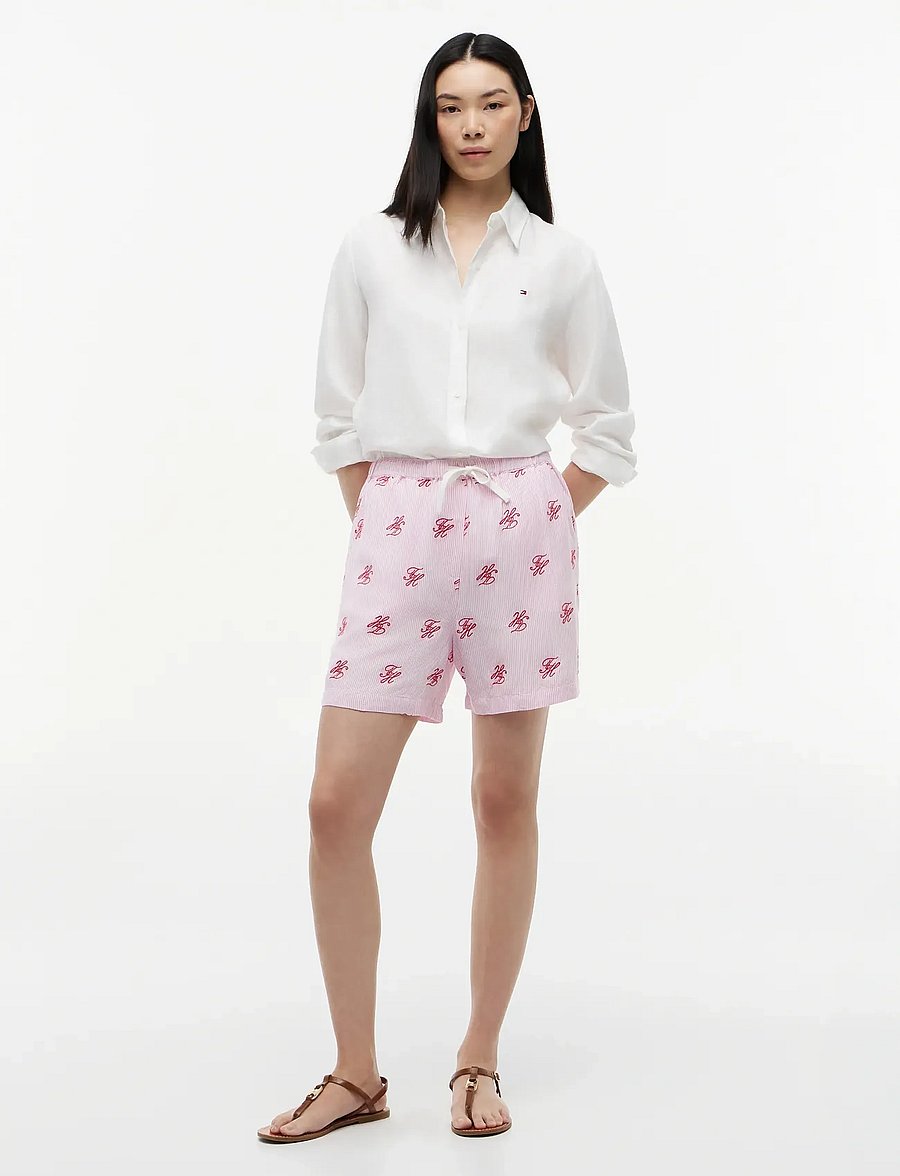 Tommy Hilfiger - SWIMSHOP LINEN SHORT AOP - leinen-shorts - script ithaca rose petal - 3