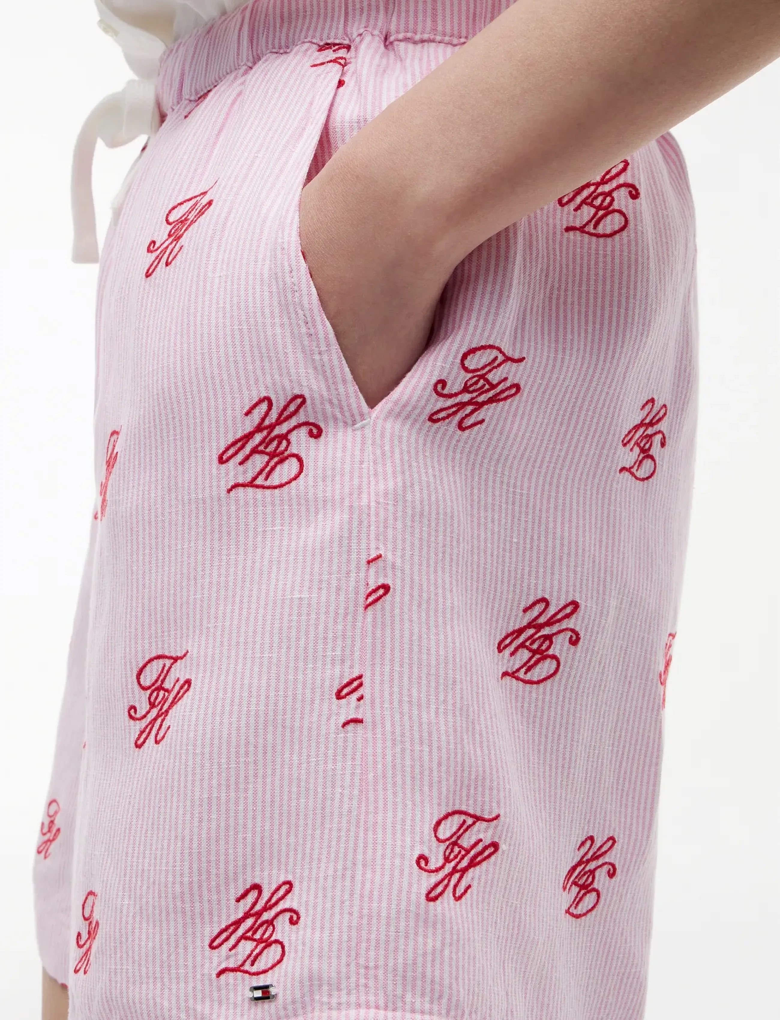 Tommy Hilfiger - SWIMSHOP LINEN SHORT AOP - hørshorts - script ithaca rose petal - 4