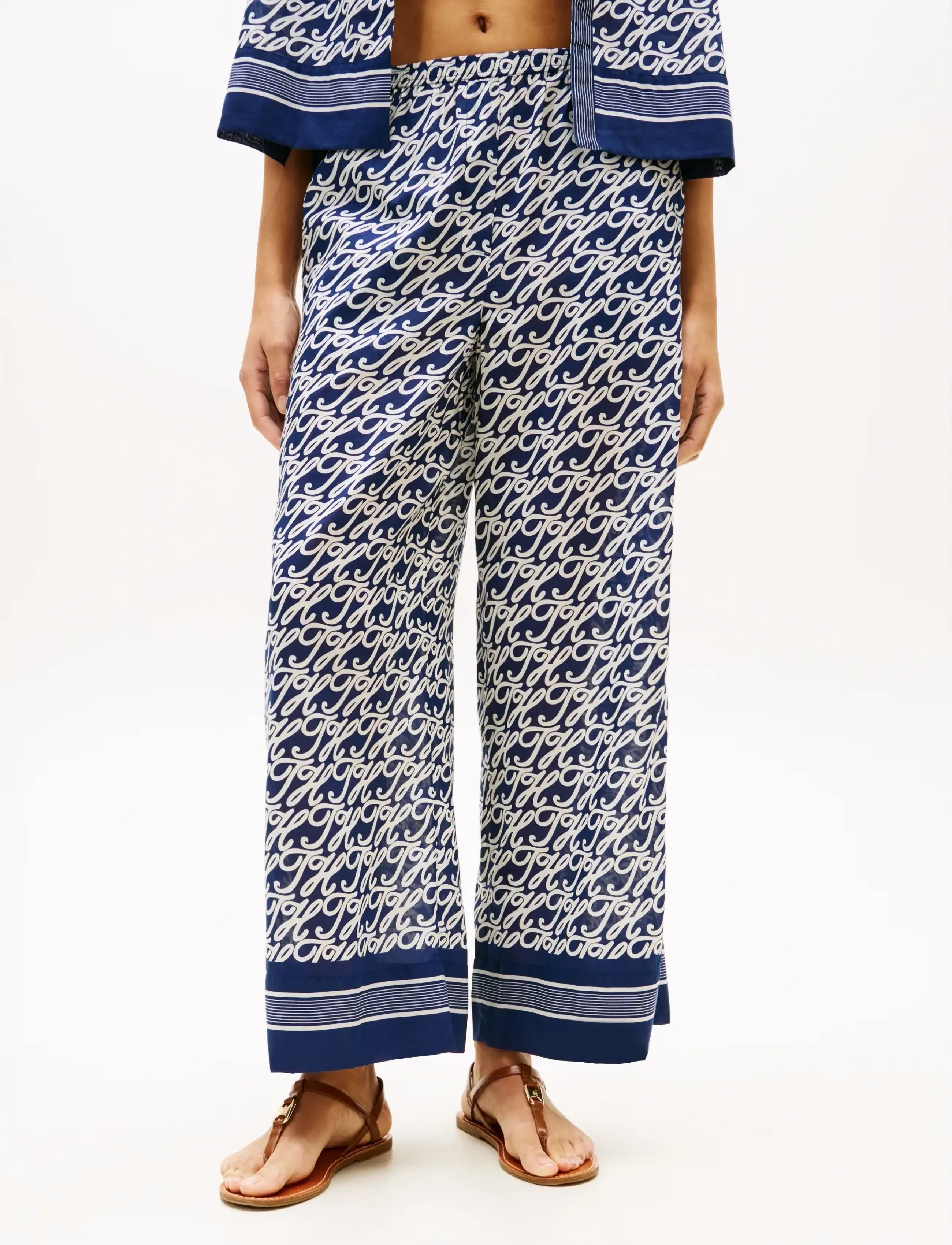 Tommy Hilfiger SWIMSHOP SILK VOILE AOP PANTS - Tøj - TH SCRIPT PREPPY NAVY / navy