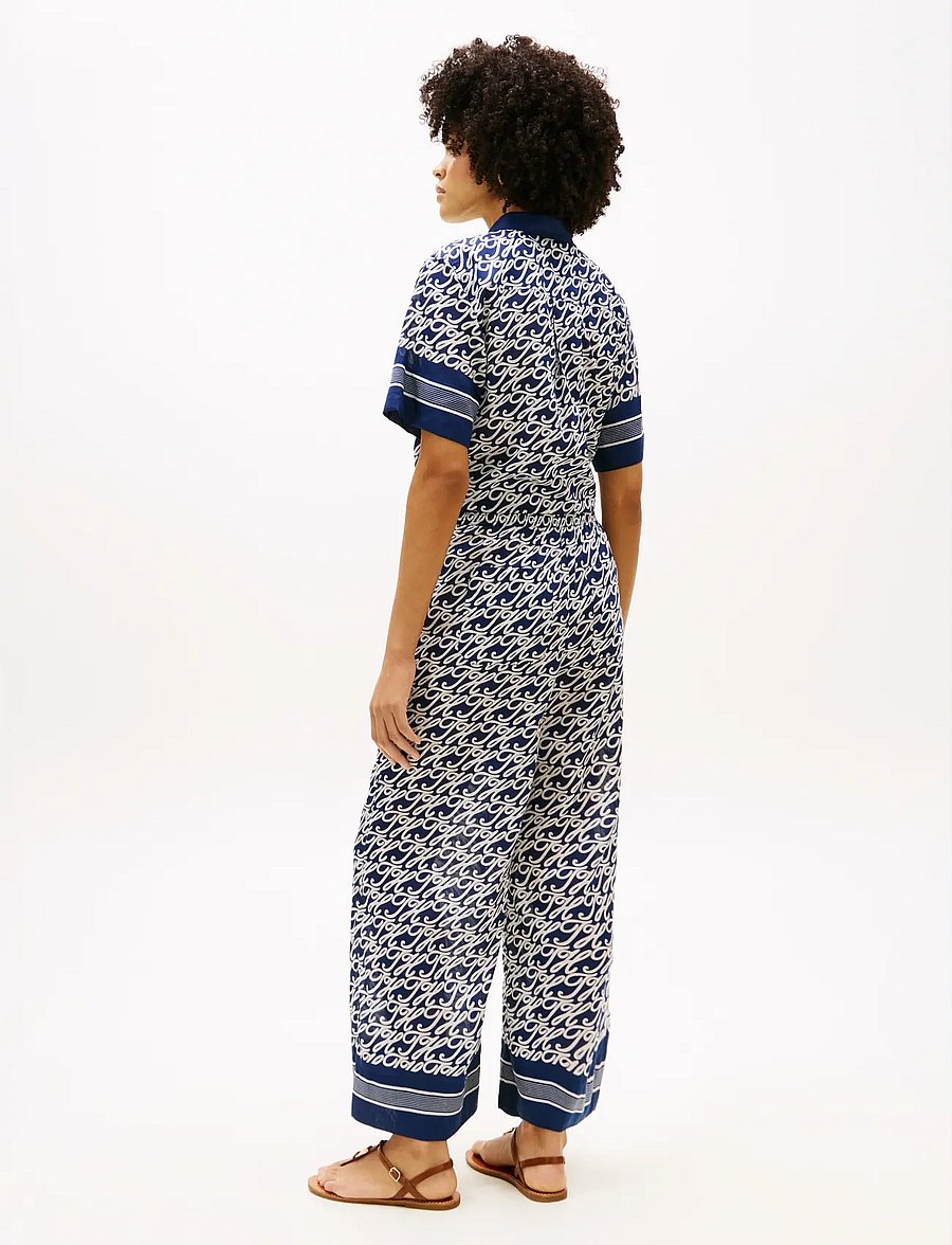 Tommy Hilfiger - SWIMSHOP SILK VOILE AOP PANTS - bukser med brede ben - th script preppy navy - 2