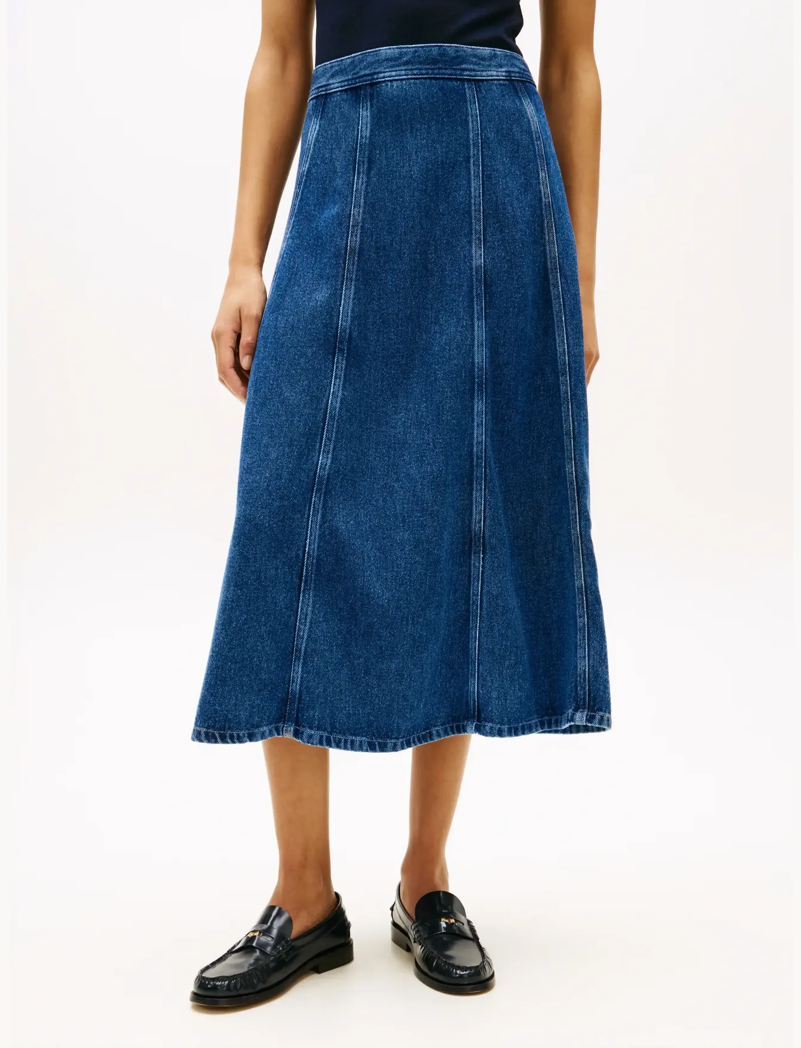 Tommy Hilfiger DNM RAY FLARED MIDI SKIRT HW - Jupes en jeans - RAY / blue